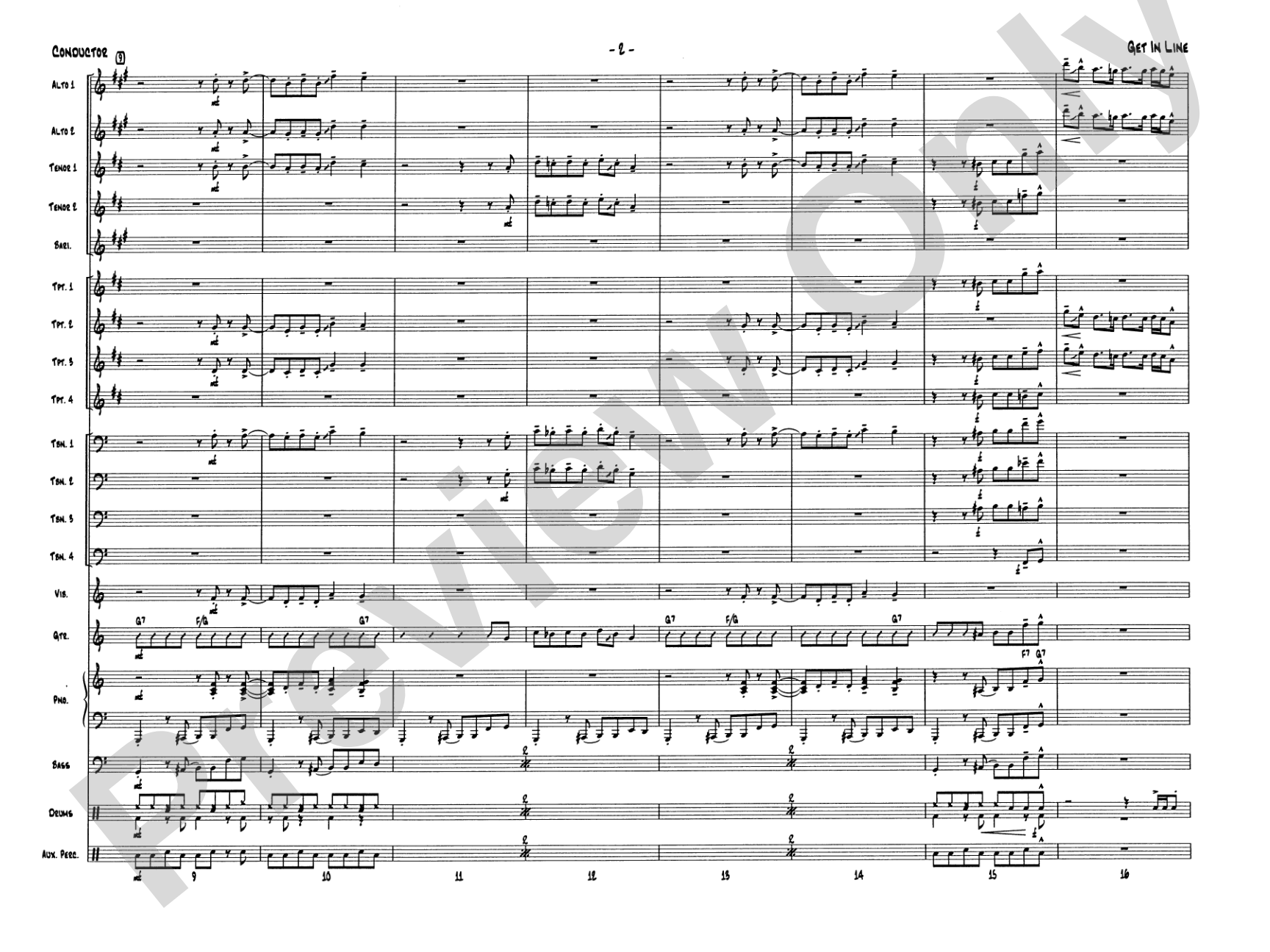 Get in Line: Jazz Ensemble Conductor Score & Parts