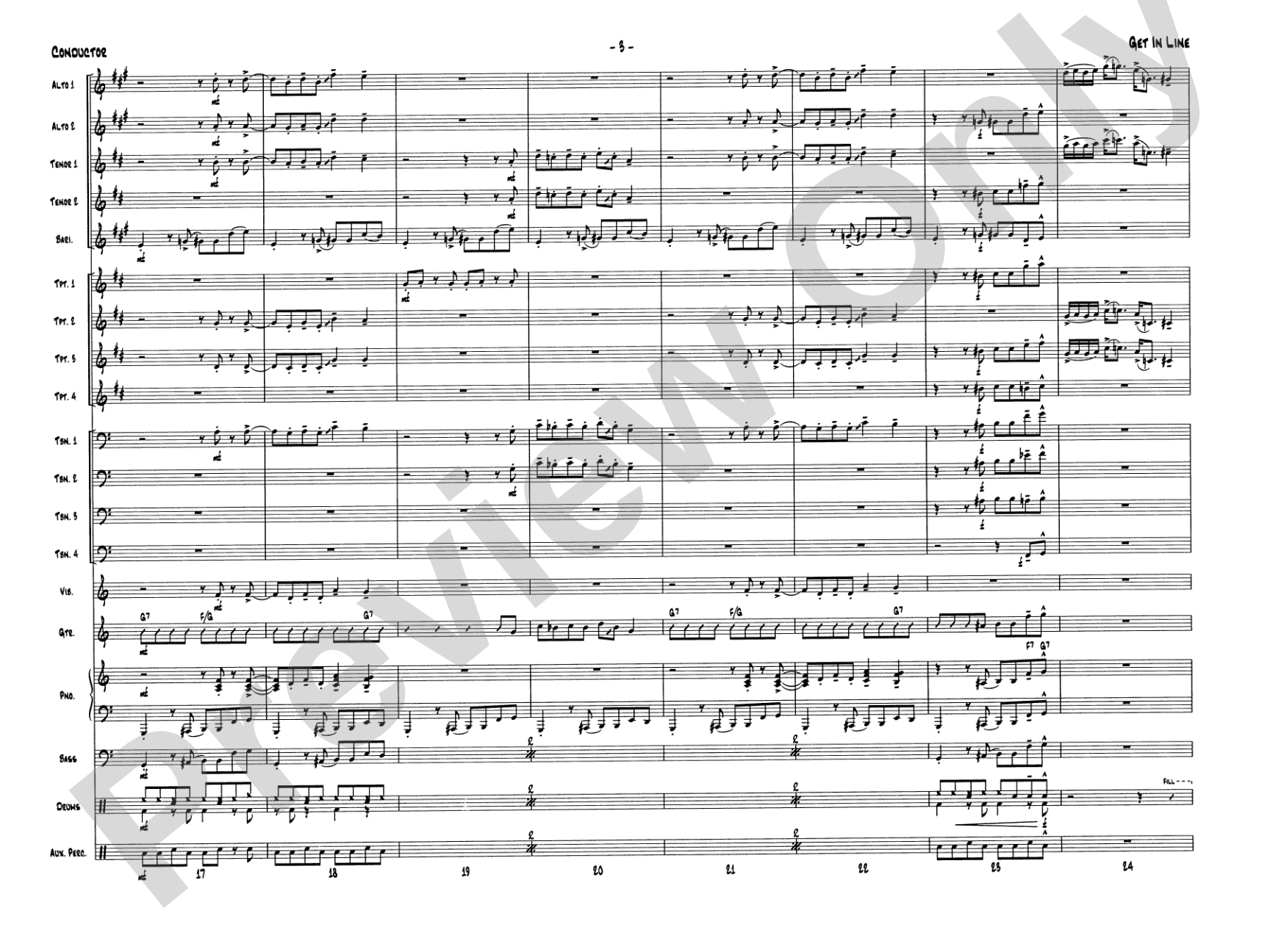 Get in Line: Jazz Ensemble Conductor Score & Parts
