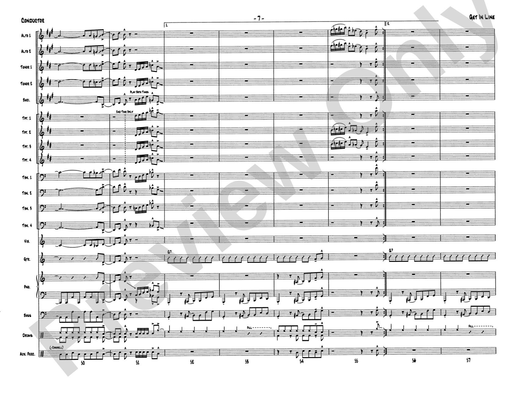 Get in Line: Jazz Ensemble Conductor Score & Parts