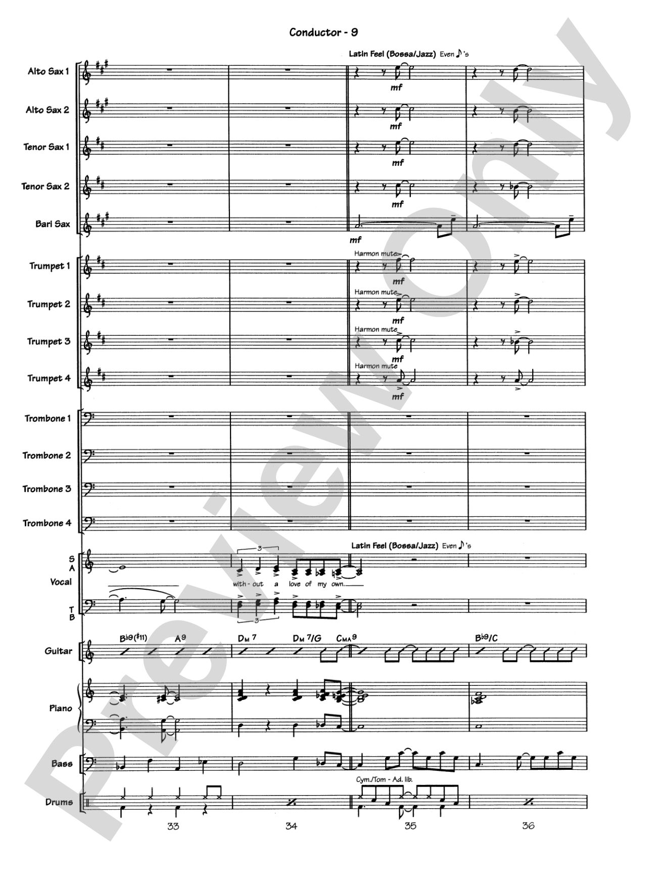 Blue Moon: Vocal Solo with Jazz Ensemble Conductor Score & Parts