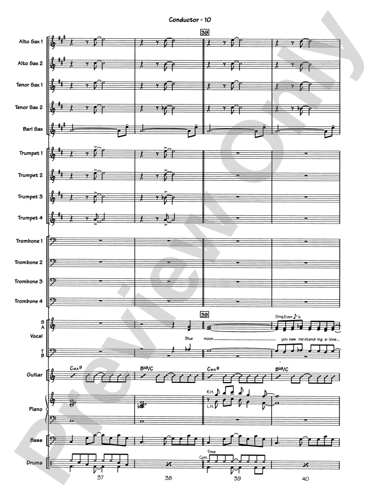 Blue Moon: Vocal Solo with Jazz Ensemble Conductor Score & Parts