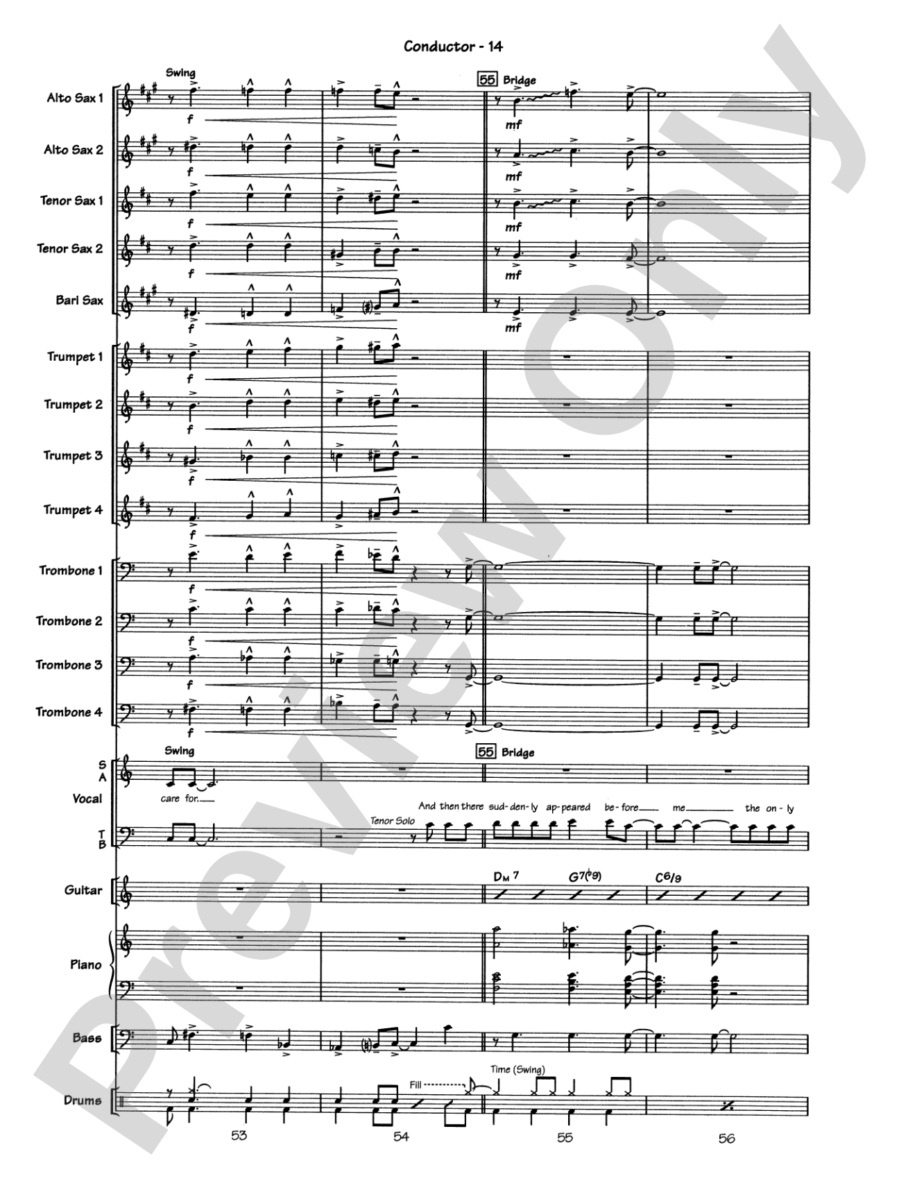 Blue Moon: Vocal Solo with Jazz Ensemble Conductor Score & Parts