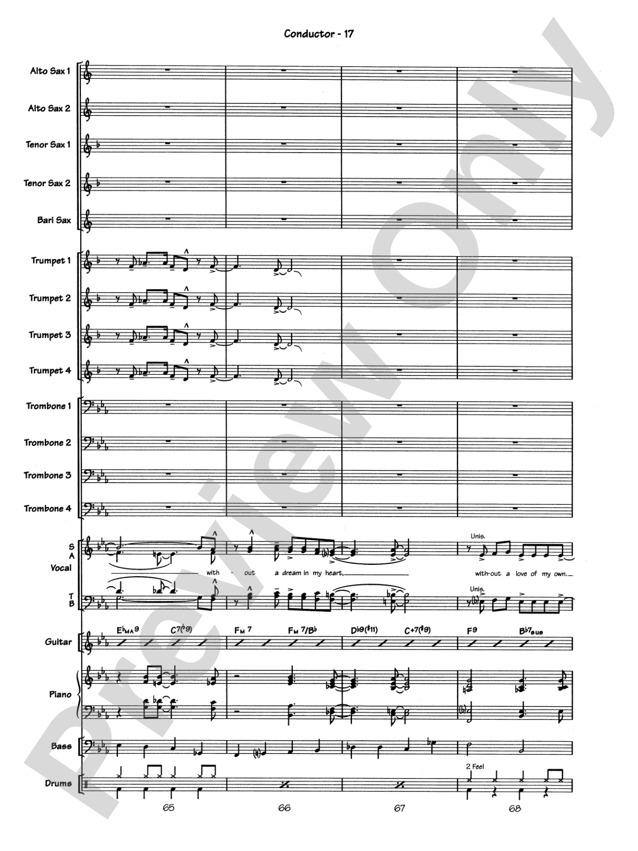 Blue Moon: Vocal Solo with Jazz Ensemble Conductor Score & Parts