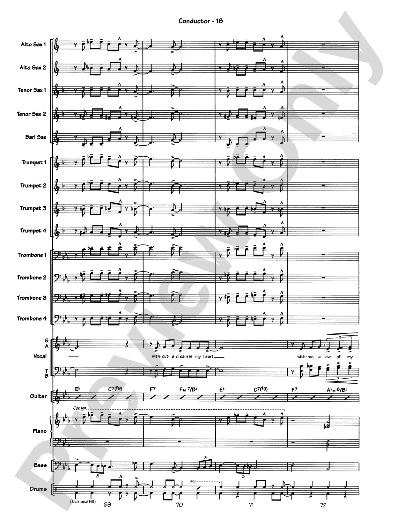 Blue Moon: Vocal Solo with Jazz Ensemble Conductor Score & Parts