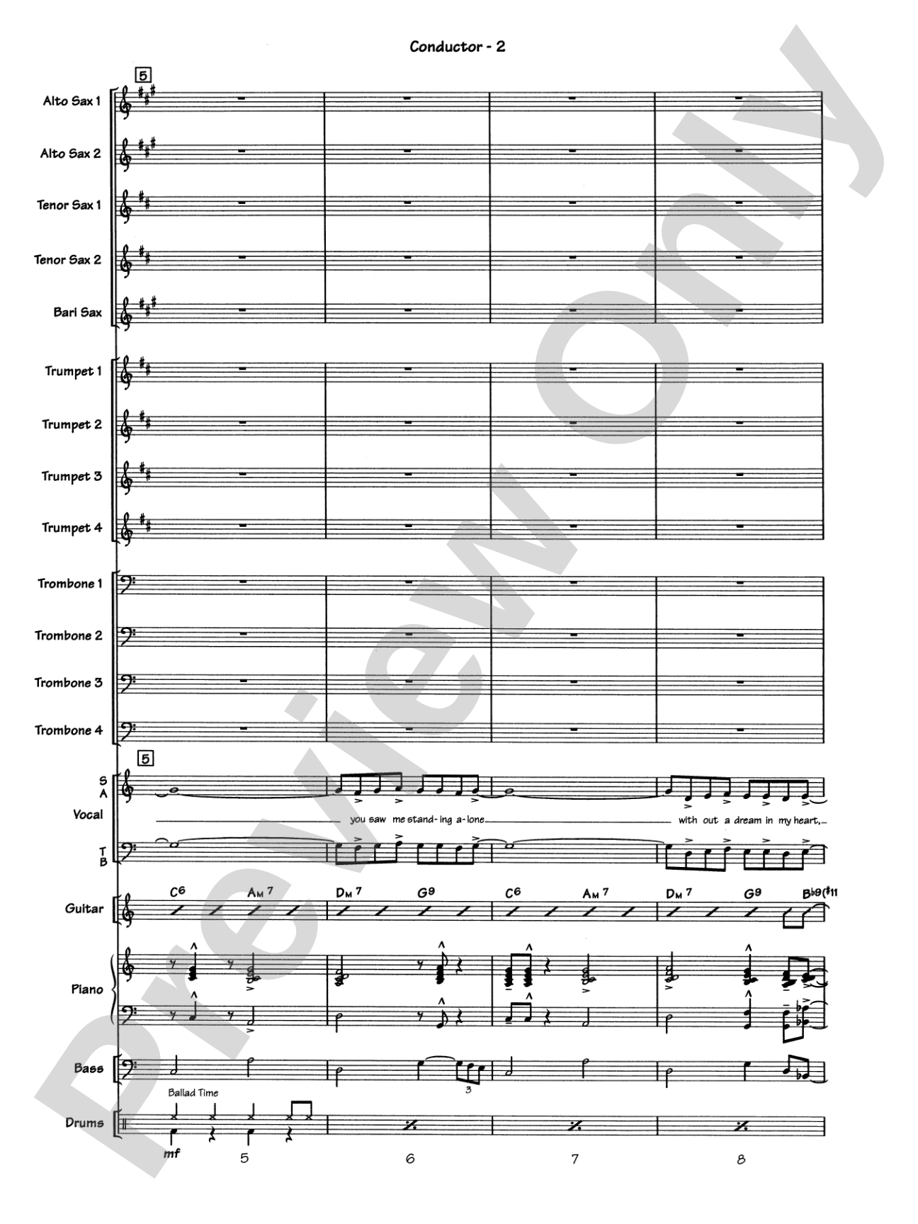 Blue Moon: Vocal Solo with Jazz Ensemble Conductor Score & Parts