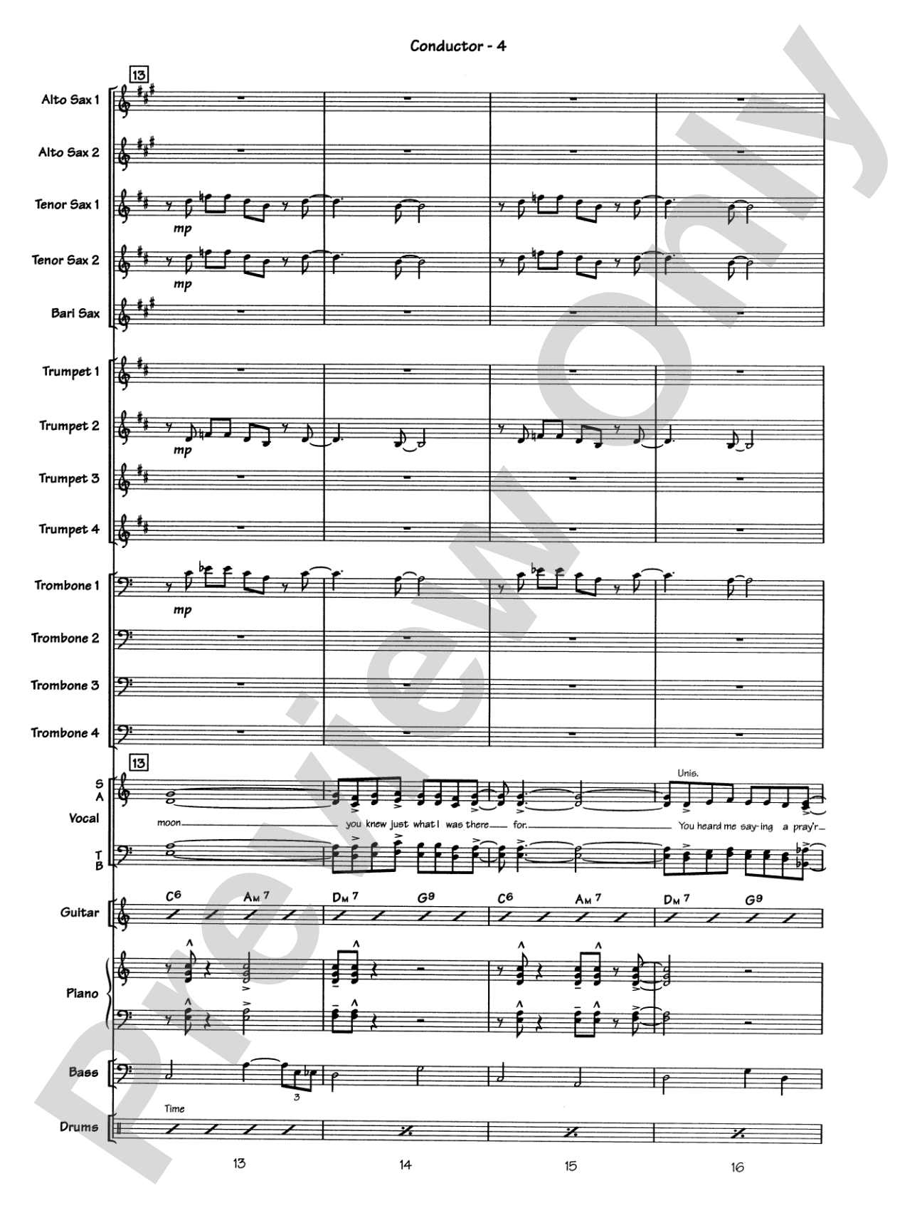 Blue Moon: Vocal Solo with Jazz Ensemble Conductor Score & Parts