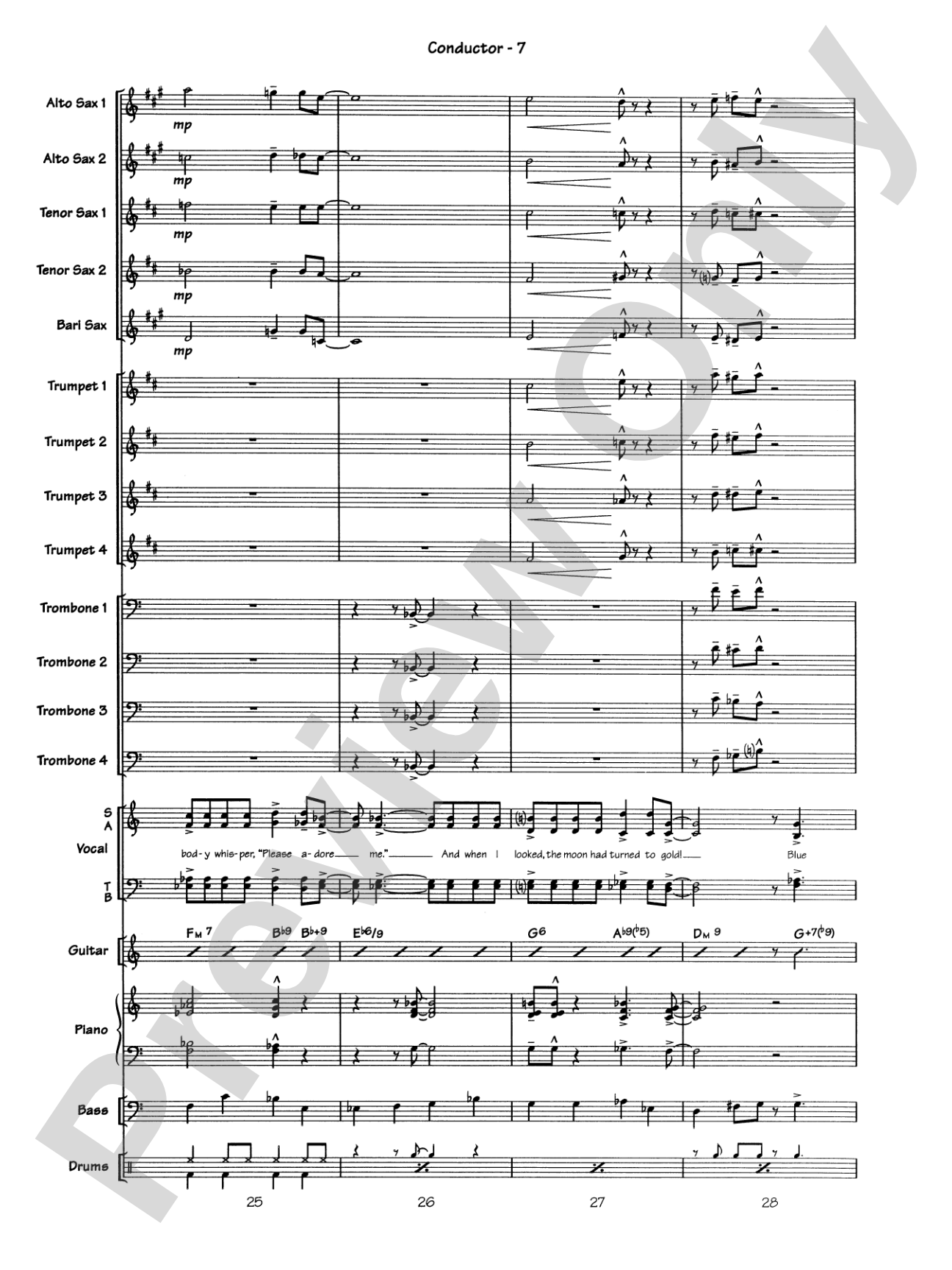 Blue Moon: Vocal Solo with Jazz Ensemble Conductor Score & Parts