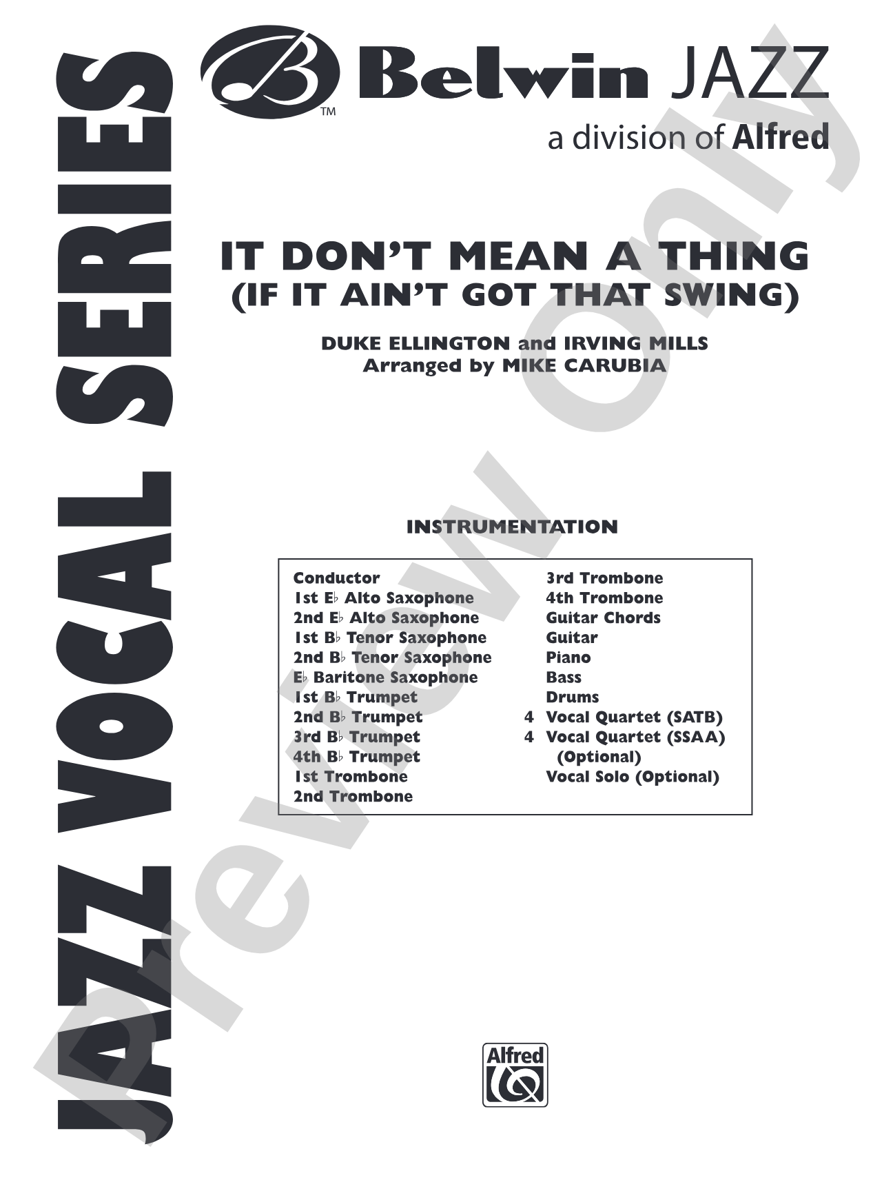 It Don't Mean a Thing (If It Ain't Got That Swing): Vocal Solo with Jazz Ensemble Conductor Score & Parts