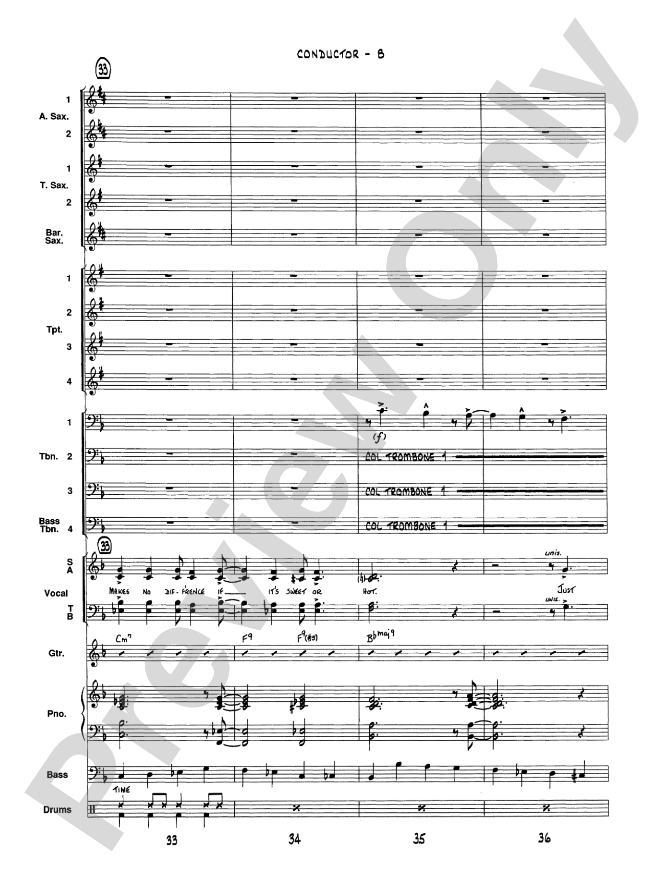 It Don't Mean a Thing (If It Ain't Got That Swing): Vocal Solo with Jazz Ensemble Conductor Score & Parts