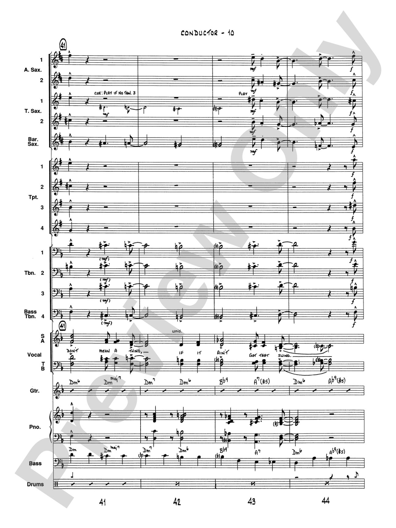 It Don't Mean a Thing (If It Ain't Got That Swing): Vocal Solo with Jazz Ensemble Conductor Score & Parts