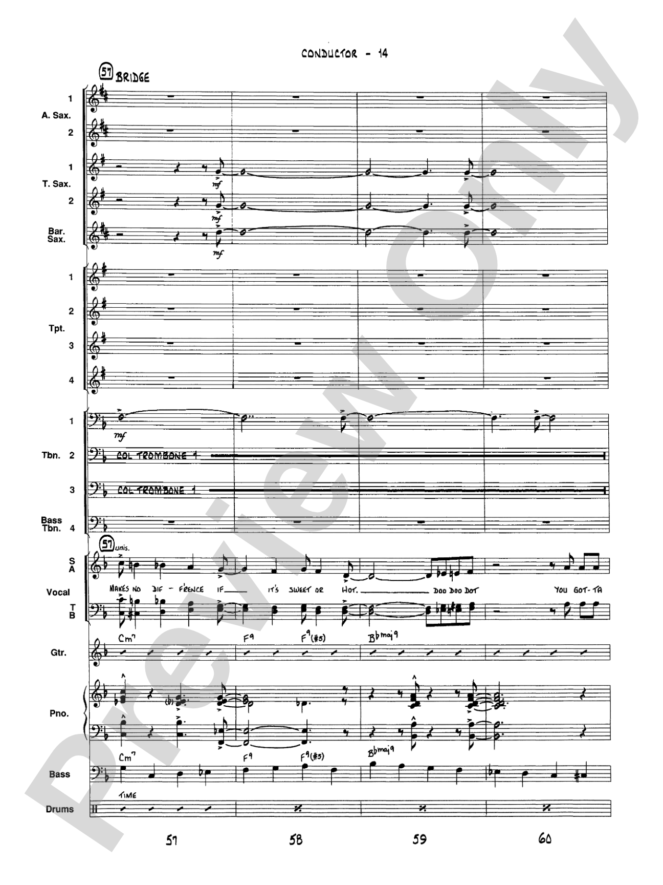 It Don't Mean a Thing (If It Ain't Got That Swing): Vocal Solo with Jazz Ensemble Conductor Score & Parts