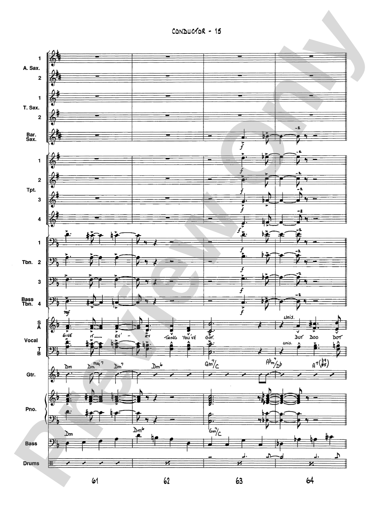 It Don't Mean a Thing (If It Ain't Got That Swing): Vocal Solo with Jazz Ensemble Conductor Score & Parts