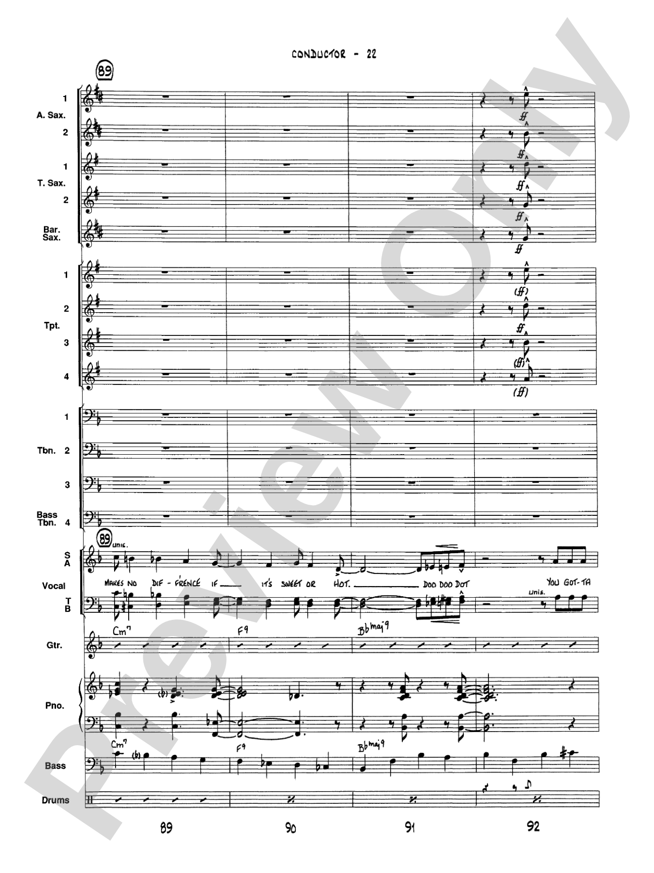 It Don't Mean a Thing (If It Ain't Got That Swing): Vocal Solo with Jazz Ensemble Conductor Score & Parts