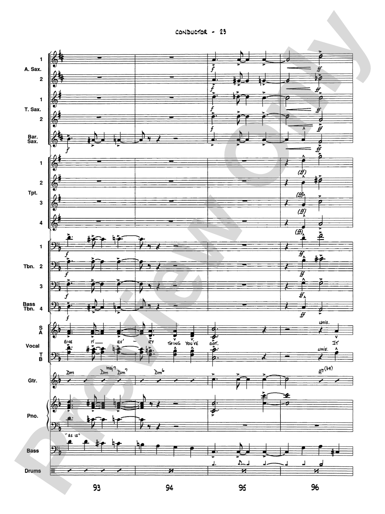 It Don't Mean a Thing (If It Ain't Got That Swing): Vocal Solo with Jazz Ensemble Conductor Score & Parts