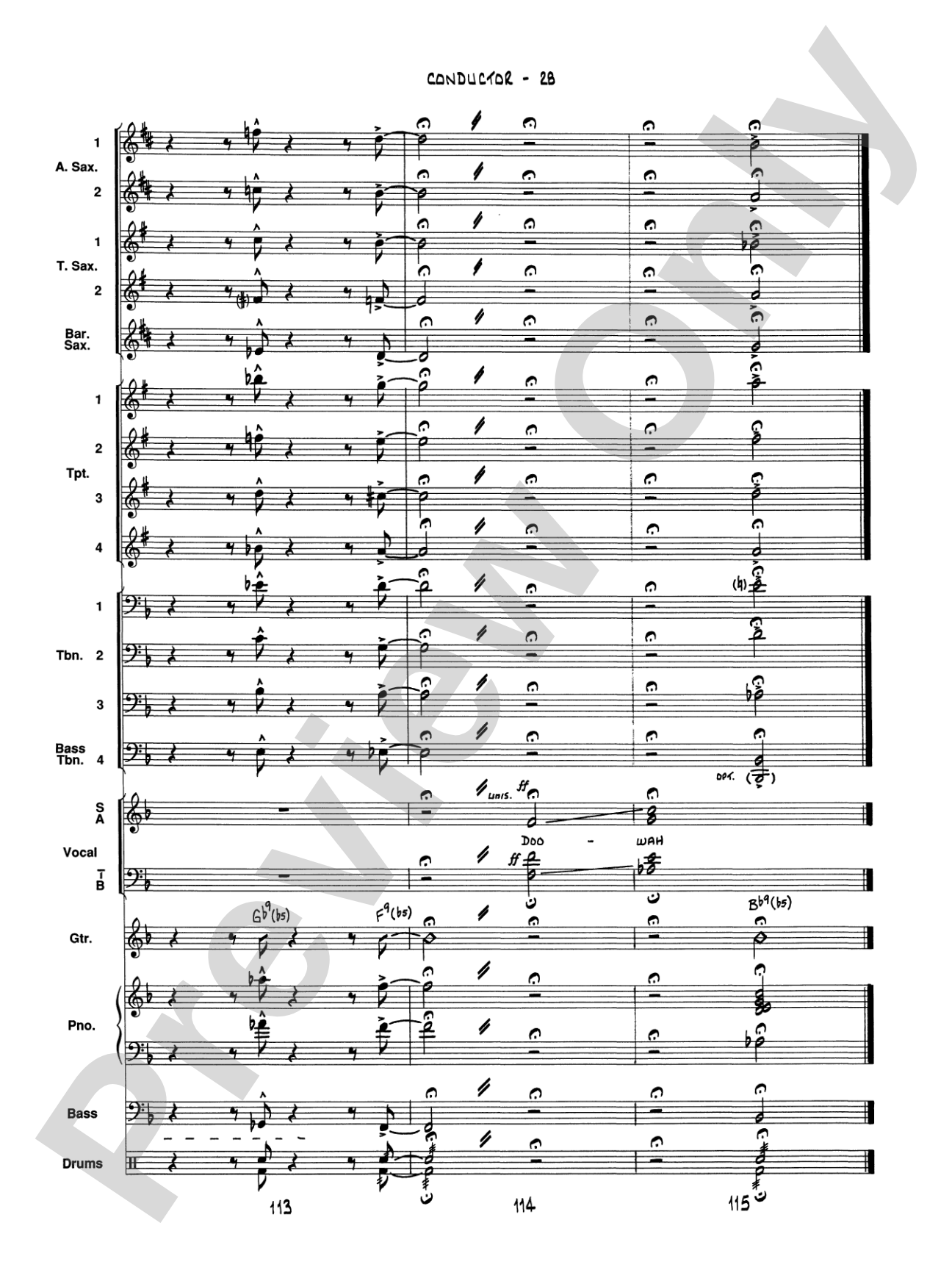It Don't Mean a Thing (If It Ain't Got That Swing): Vocal Solo with Jazz Ensemble Conductor Score & Parts