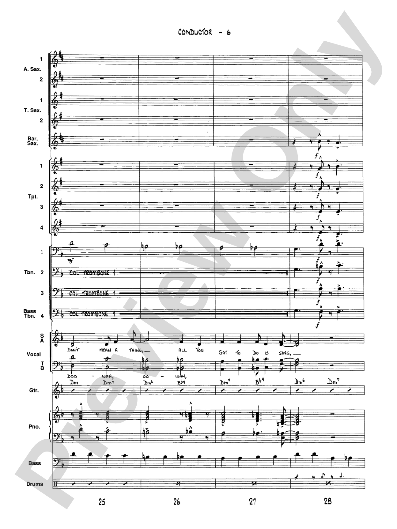 It Don't Mean a Thing (If It Ain't Got That Swing): Vocal Solo with Jazz Ensemble Conductor Score & Parts