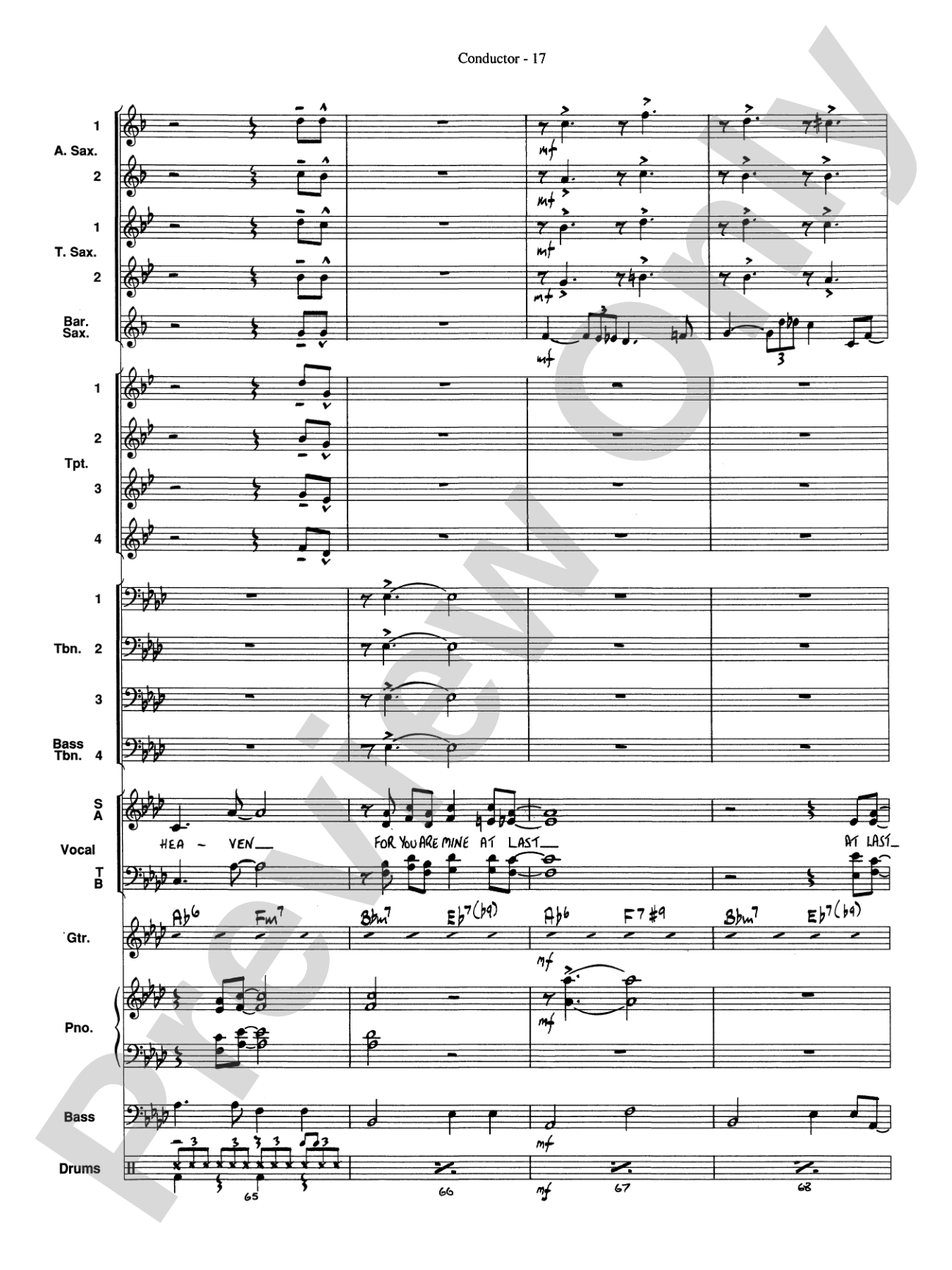 At Last: Vocal Solo with Jazz Ensemble Conductor Score & Parts