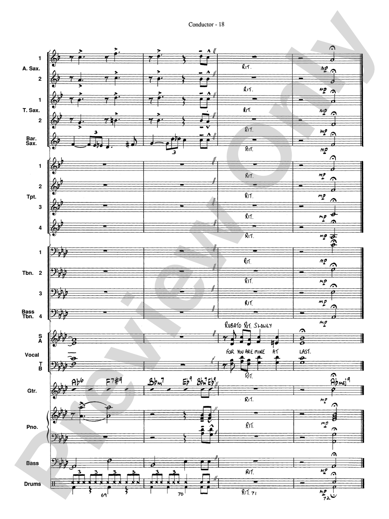 At Last: Vocal Solo with Jazz Ensemble Conductor Score & Parts