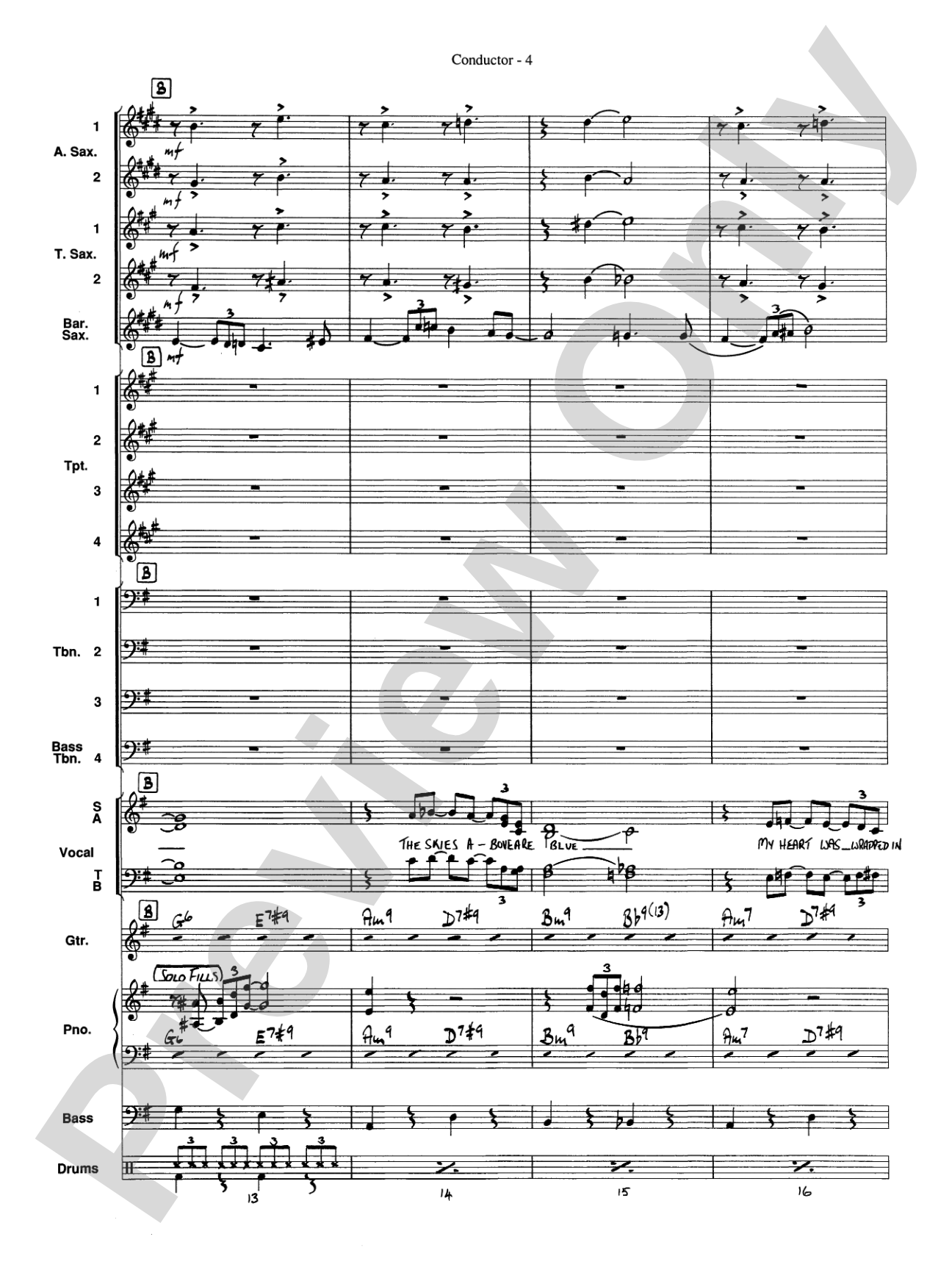 At Last: Vocal Solo with Jazz Ensemble Conductor Score & Parts