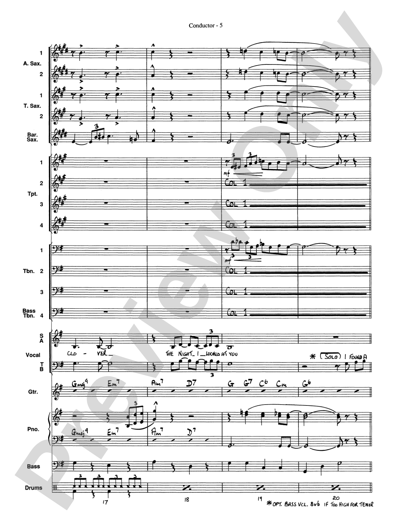 At Last: Vocal Solo with Jazz Ensemble Conductor Score & Parts