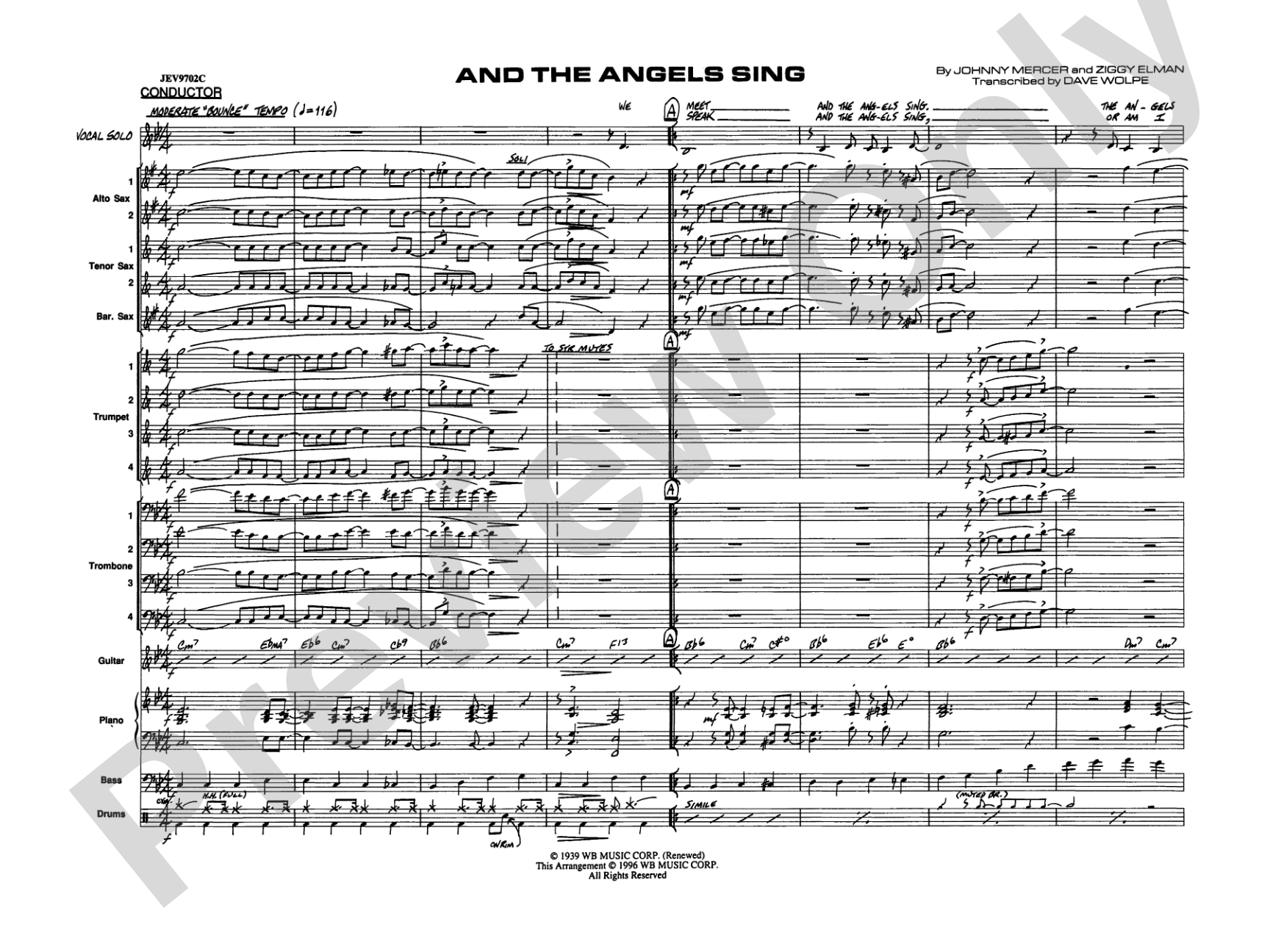 And the Angels Sing: Vocal Solo with Jazz Ensemble Conductor Score & Parts