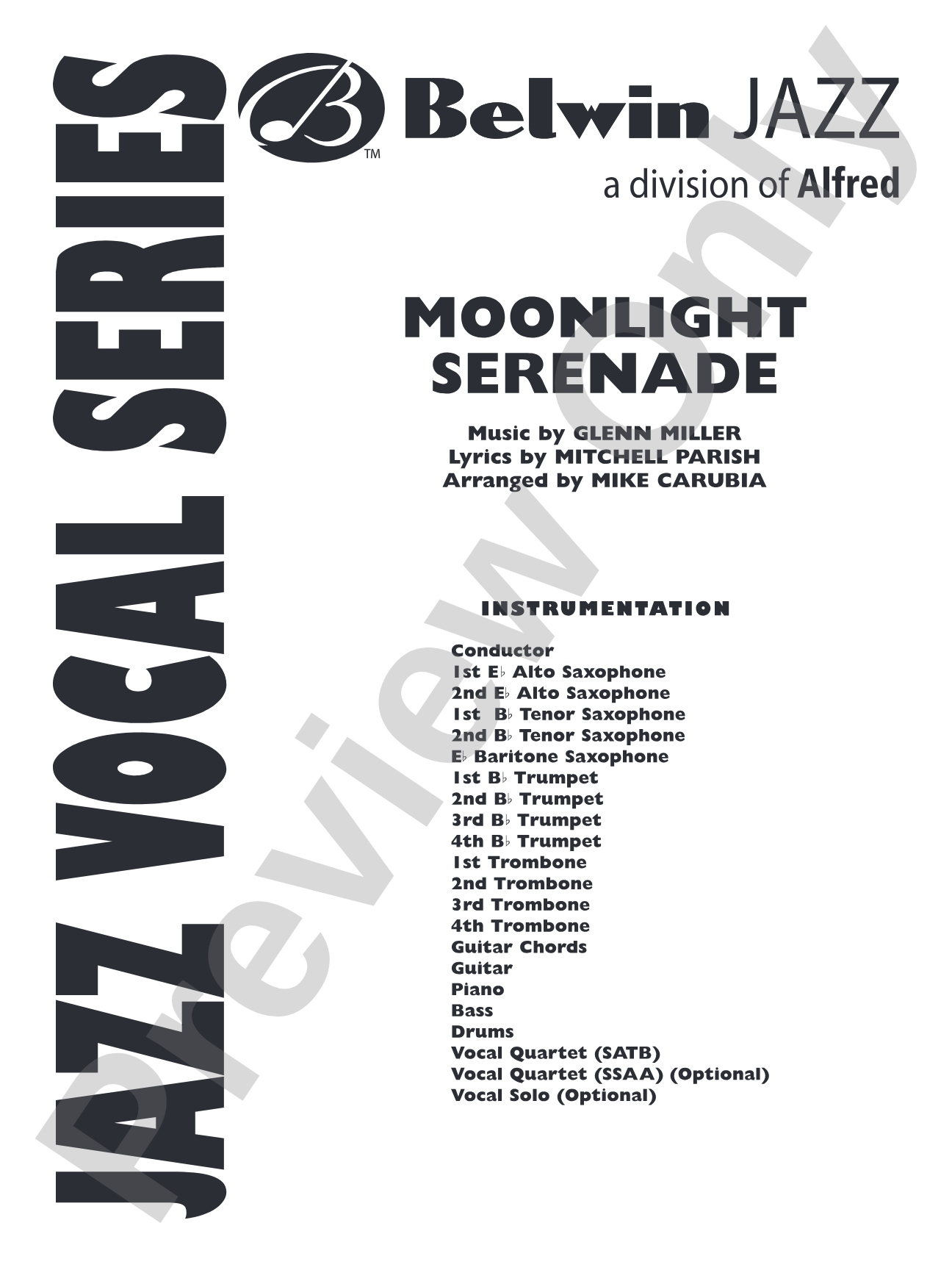 Moonlight Serenade: Vocal Solo with Jazz Ensemble Conductor Score & Parts