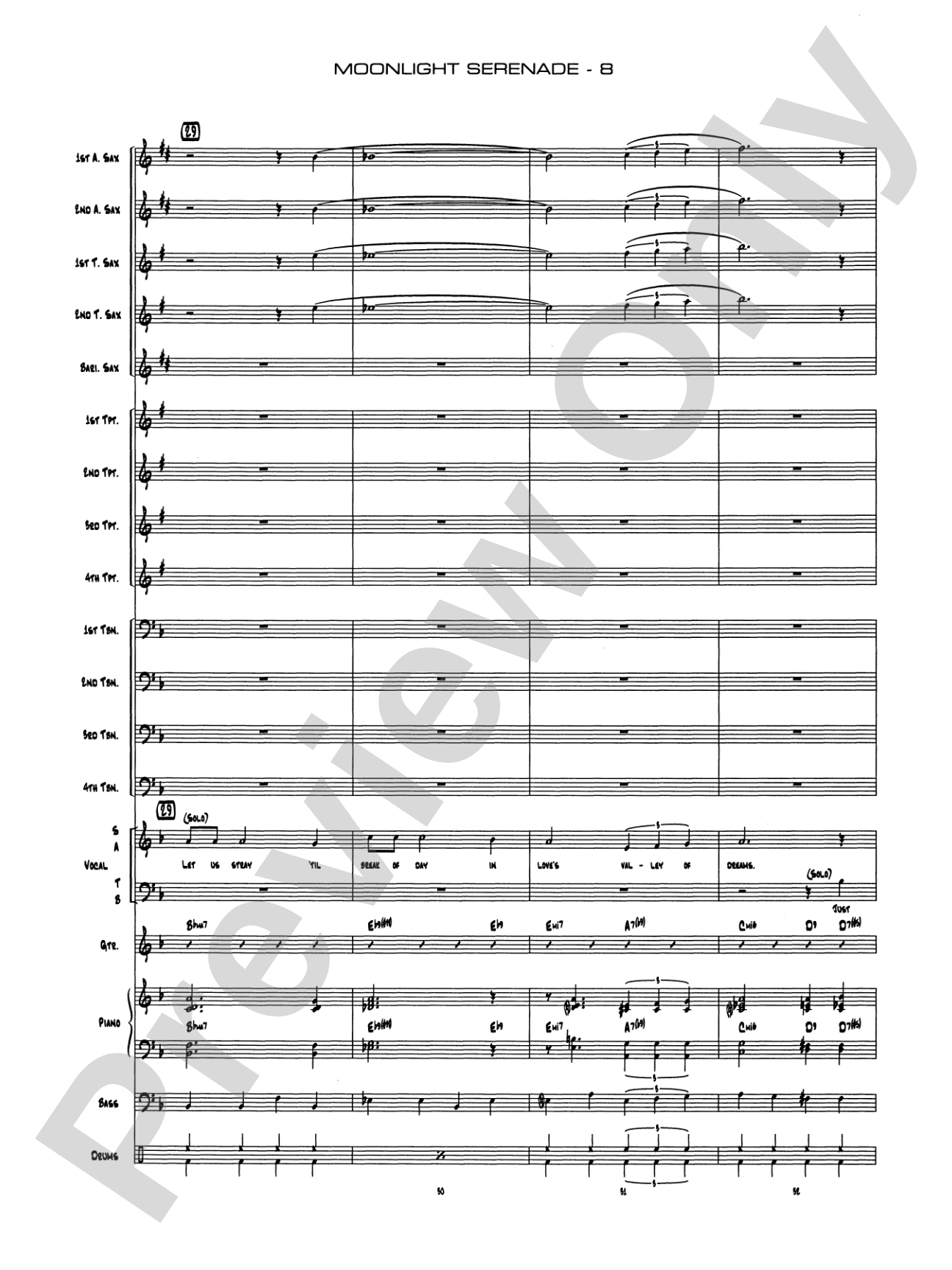 Moonlight Serenade: Vocal Solo with Jazz Ensemble Conductor Score & Parts