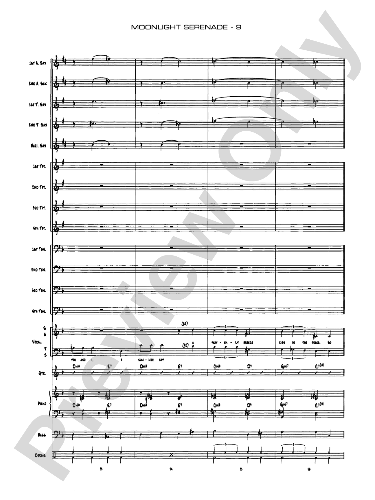 Moonlight Serenade: Vocal Solo with Jazz Ensemble Conductor Score & Parts