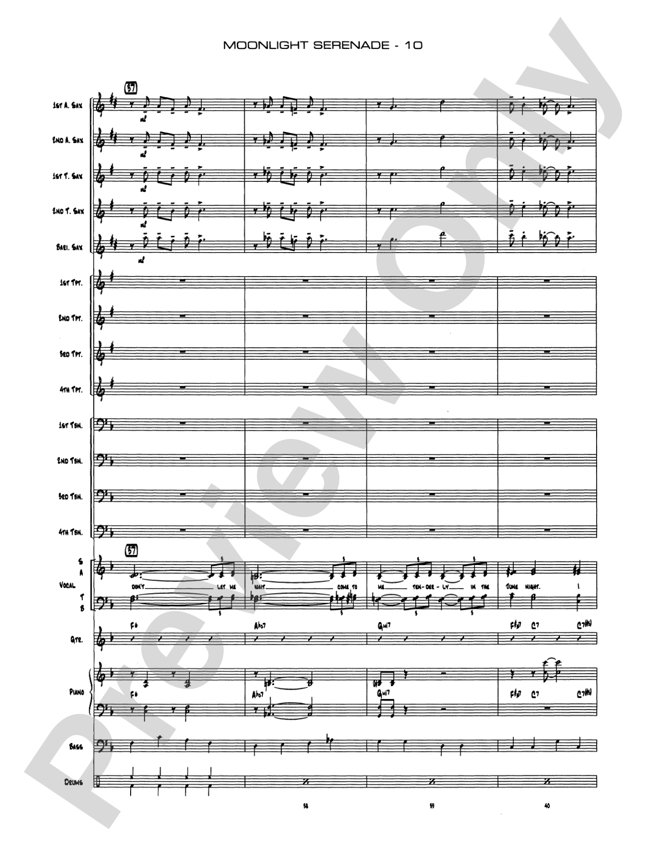 Moonlight Serenade: Vocal Solo with Jazz Ensemble Conductor Score & Parts