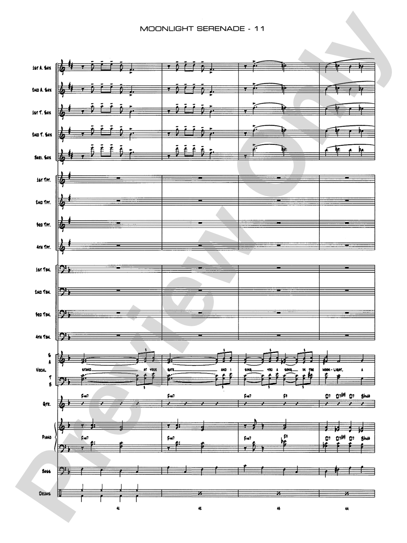 Moonlight Serenade: Vocal Solo with Jazz Ensemble Conductor Score & Parts