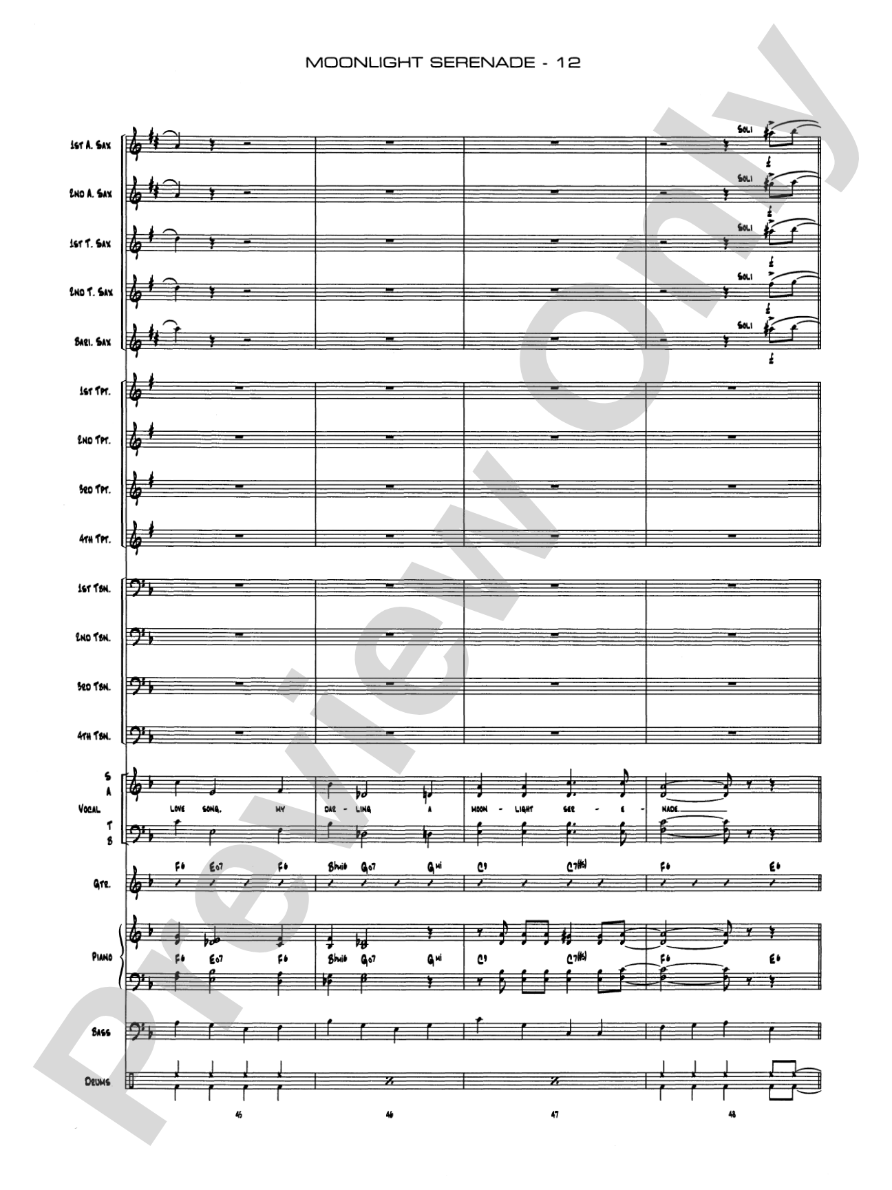 Moonlight Serenade: Vocal Solo with Jazz Ensemble Conductor Score & Parts