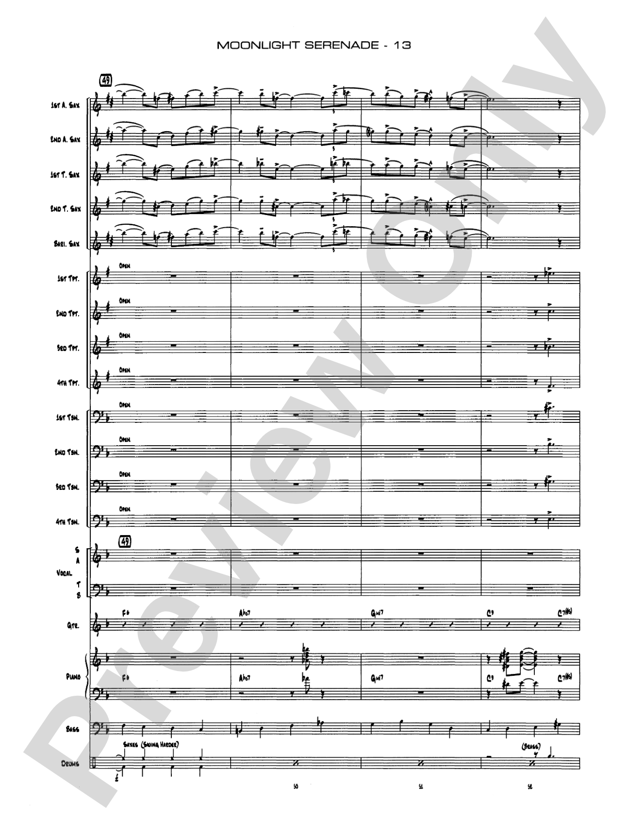 Moonlight Serenade: Vocal Solo with Jazz Ensemble Conductor Score & Parts