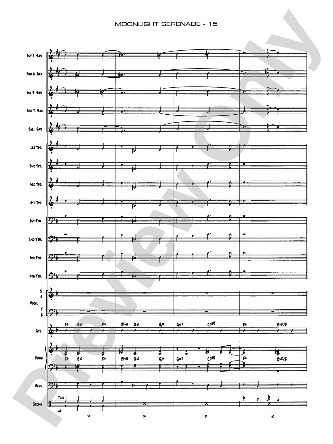 Moonlight Serenade: Vocal Solo with Jazz Ensemble Conductor Score & Parts