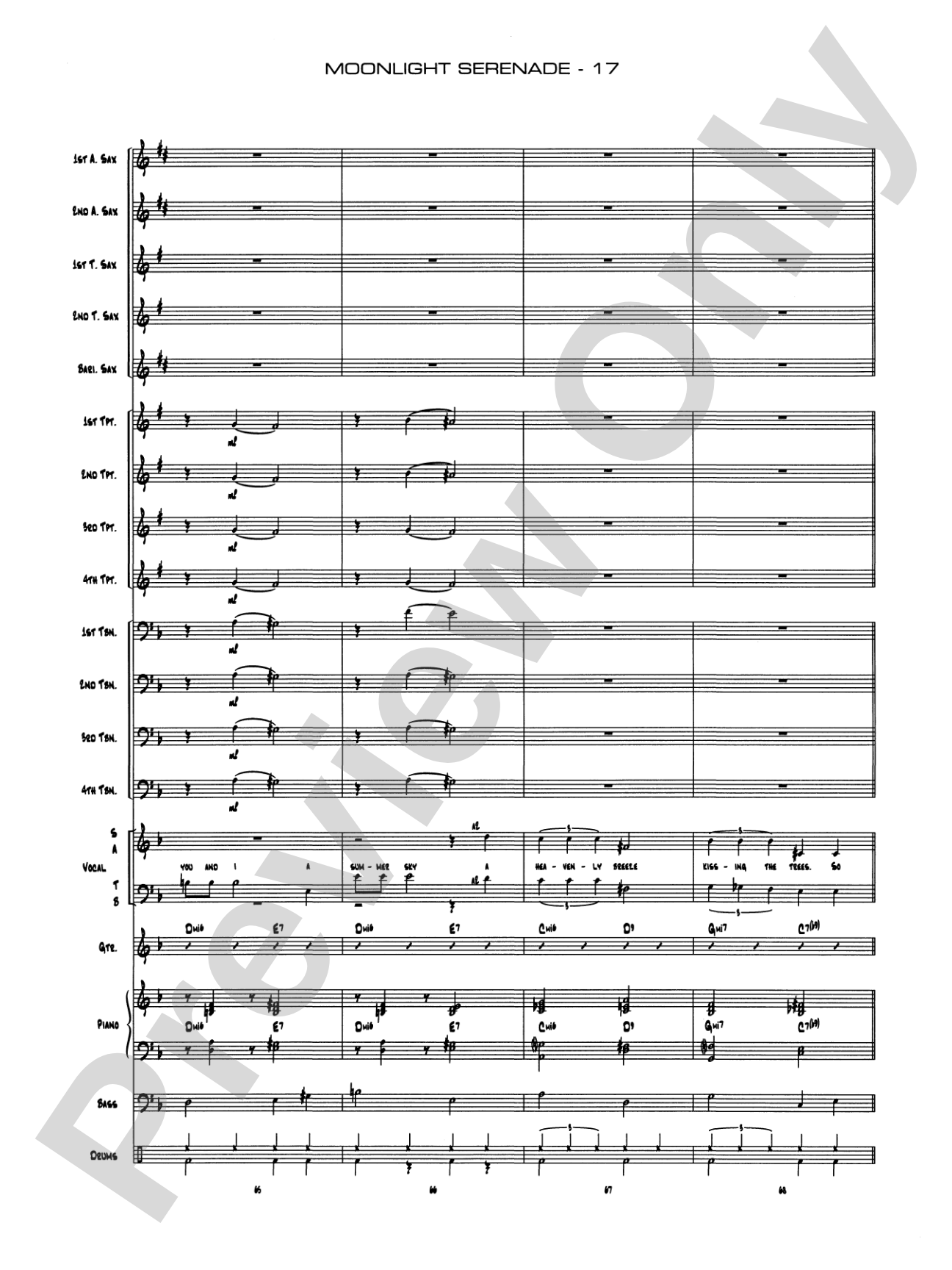 Moonlight Serenade: Vocal Solo with Jazz Ensemble Conductor Score & Parts
