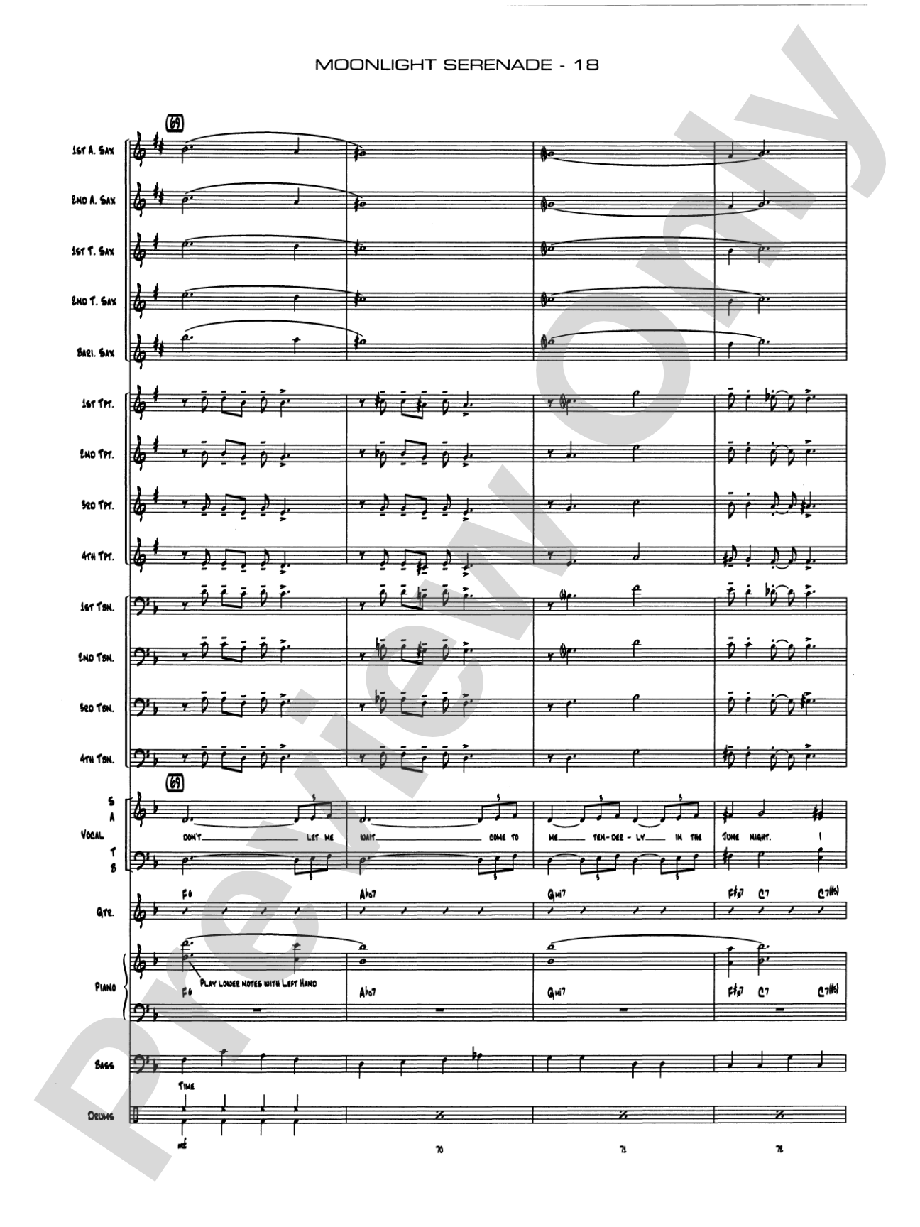 Moonlight Serenade: Vocal Solo with Jazz Ensemble Conductor Score & Parts