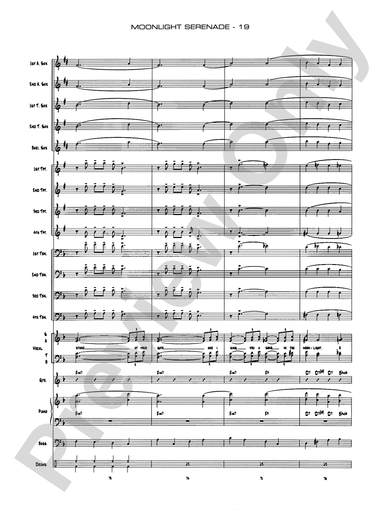 Moonlight Serenade: Vocal Solo with Jazz Ensemble Conductor Score & Parts