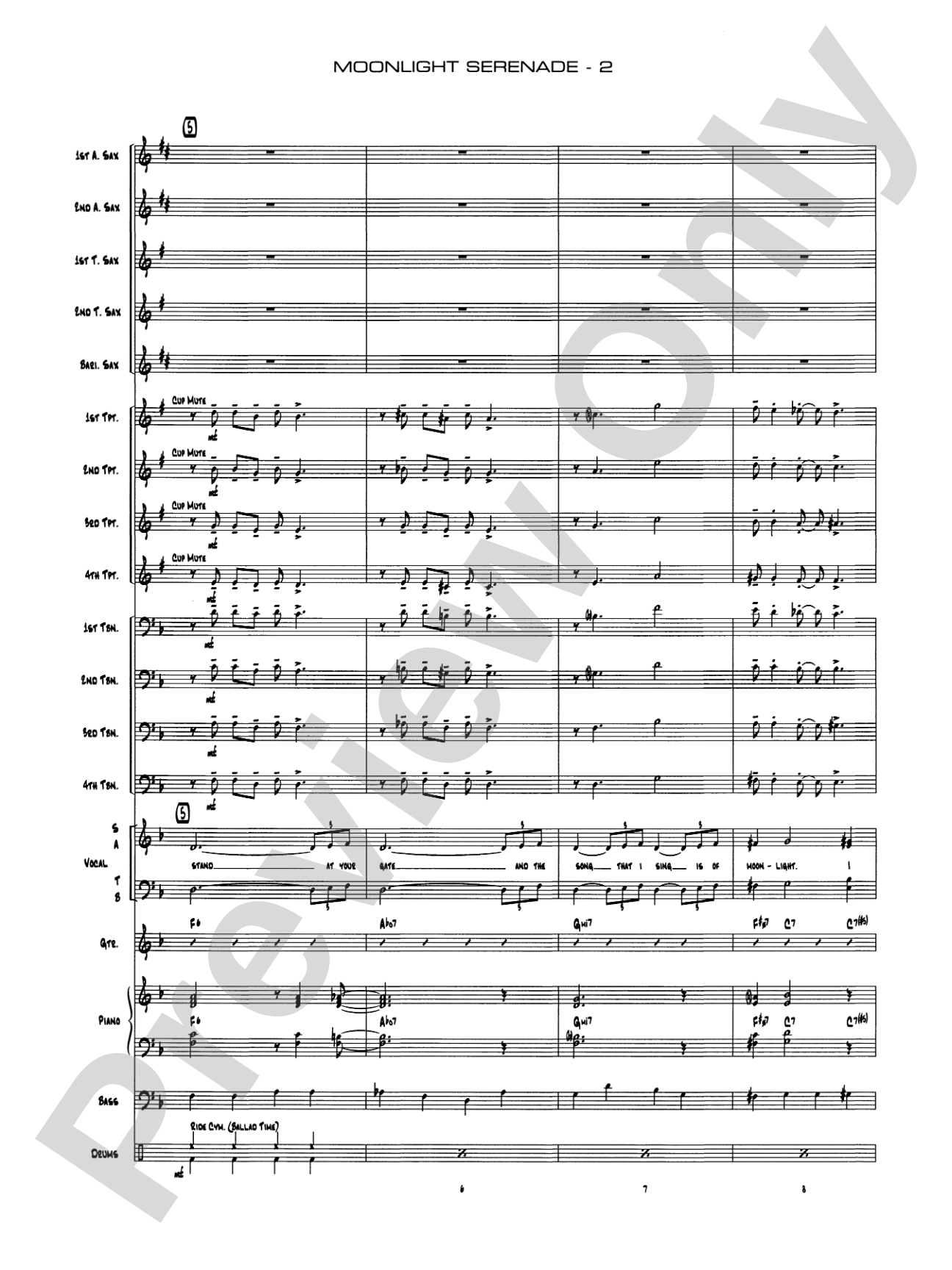 Moonlight Serenade: Vocal Solo with Jazz Ensemble Conductor Score & Parts