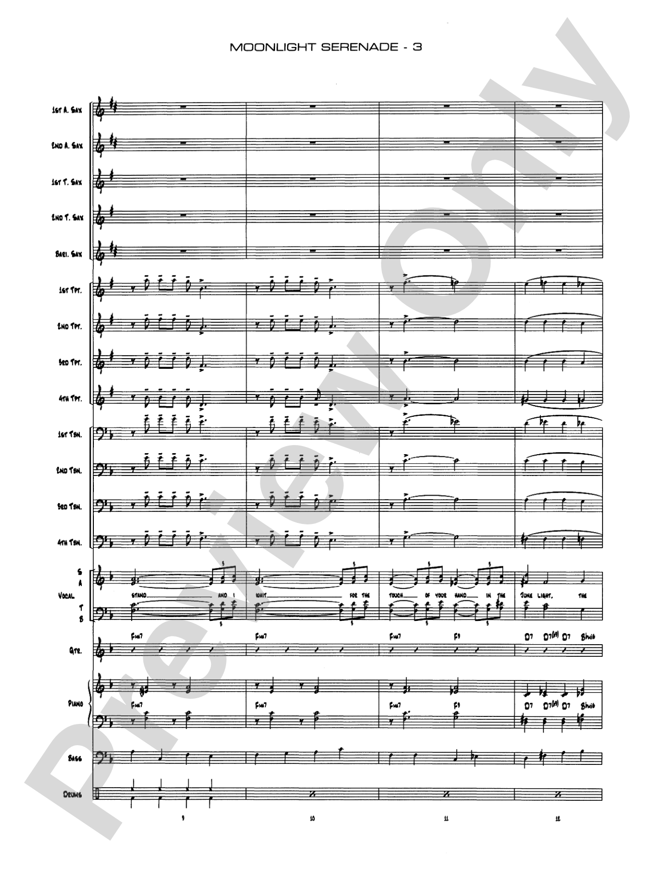 Moonlight Serenade: Vocal Solo with Jazz Ensemble Conductor Score & Parts