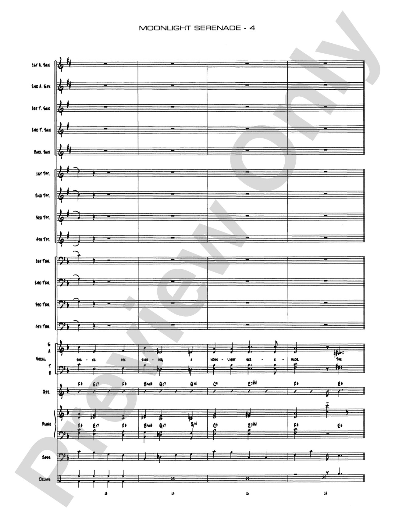 Moonlight Serenade: Vocal Solo with Jazz Ensemble Conductor Score & Parts