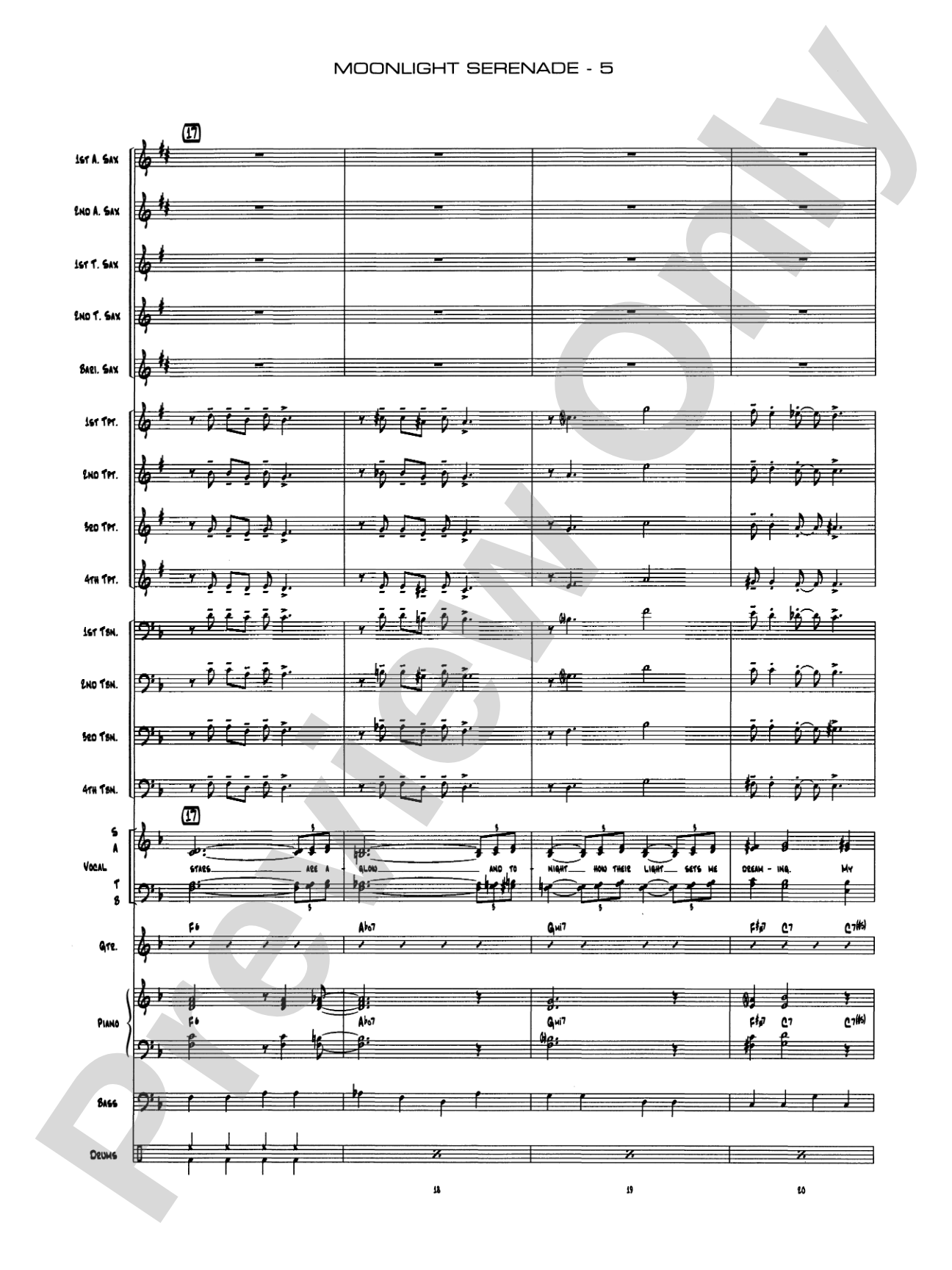 Moonlight Serenade: Vocal Solo with Jazz Ensemble Conductor Score & Parts
