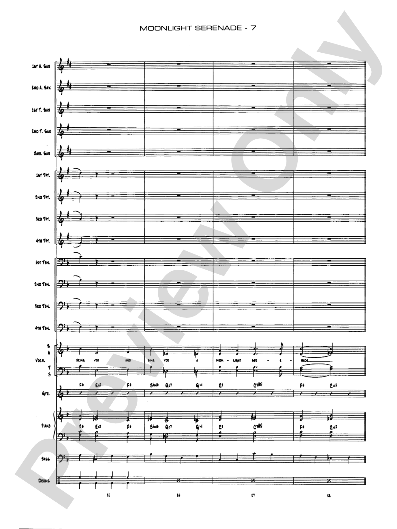 Moonlight Serenade: Vocal Solo with Jazz Ensemble Conductor Score & Parts