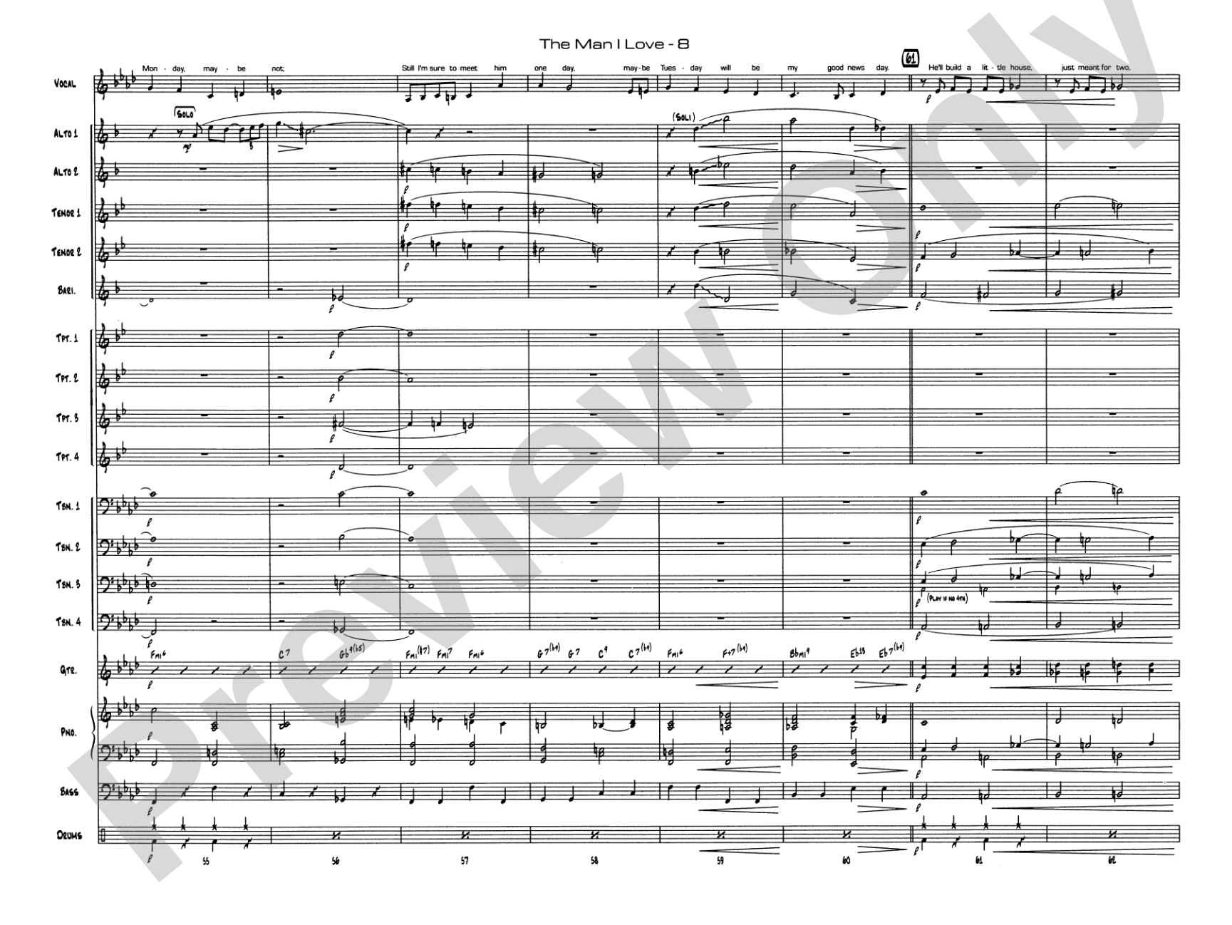 The Man I Love: Vocal Solo with Jazz Ensemble Conductor Score & Parts