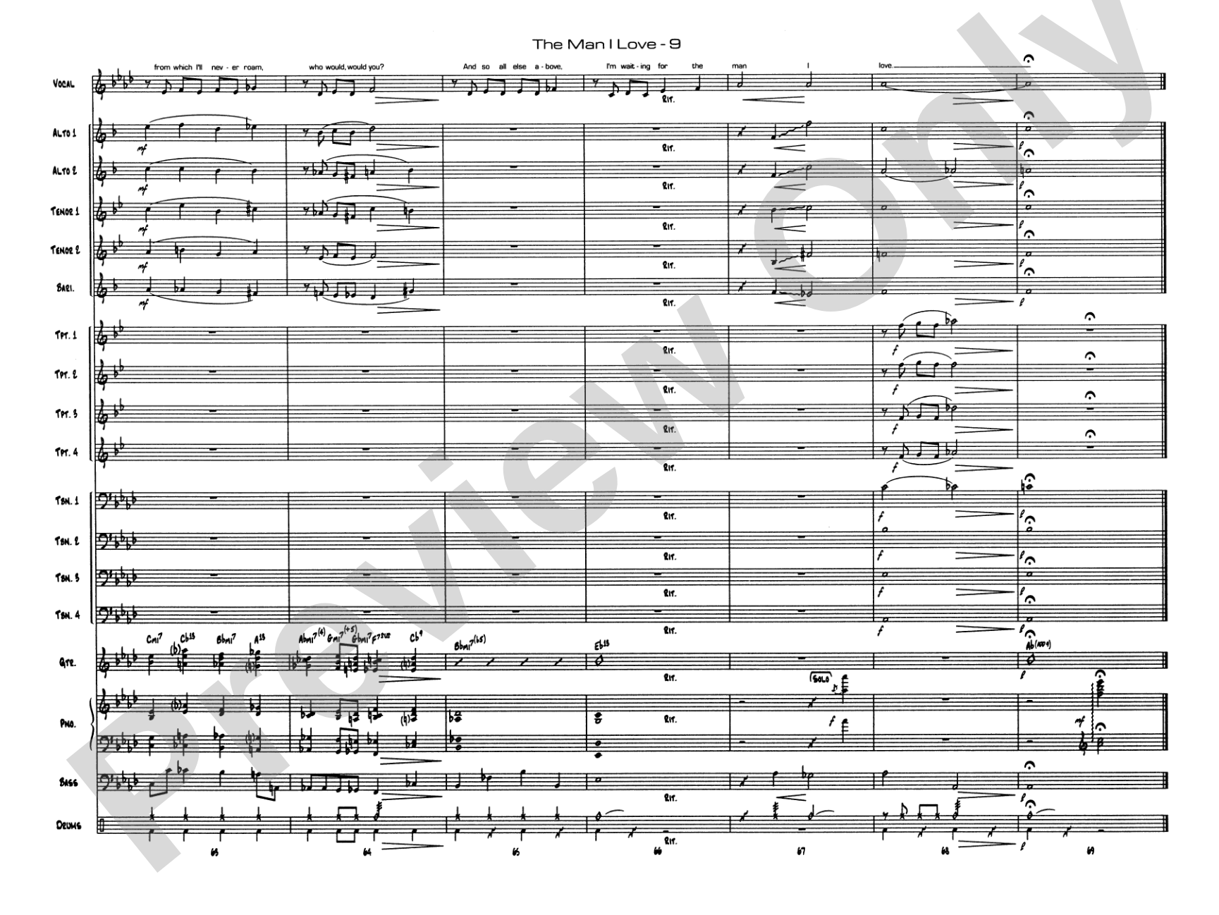The Man I Love: Vocal Solo with Jazz Ensemble Conductor Score & Parts