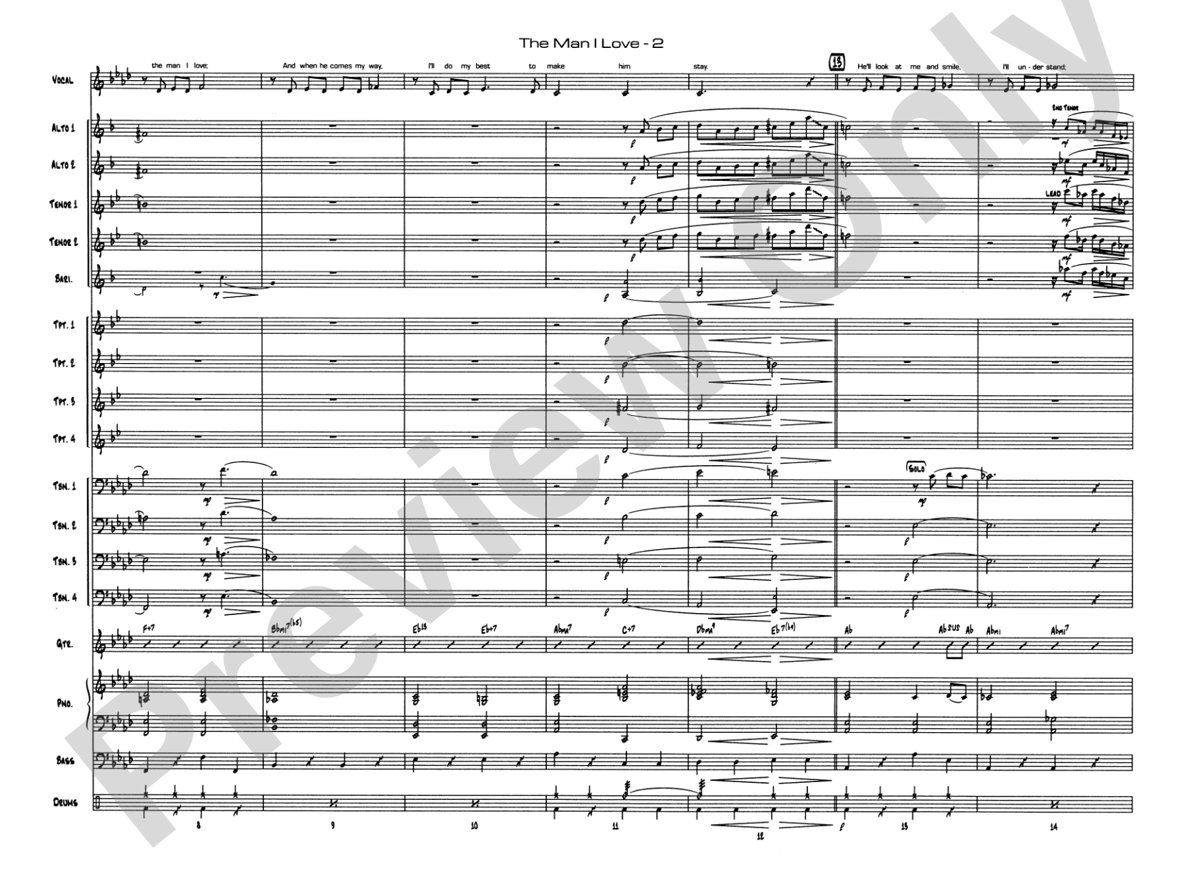 The Man I Love: Vocal Solo with Jazz Ensemble Conductor Score & Parts