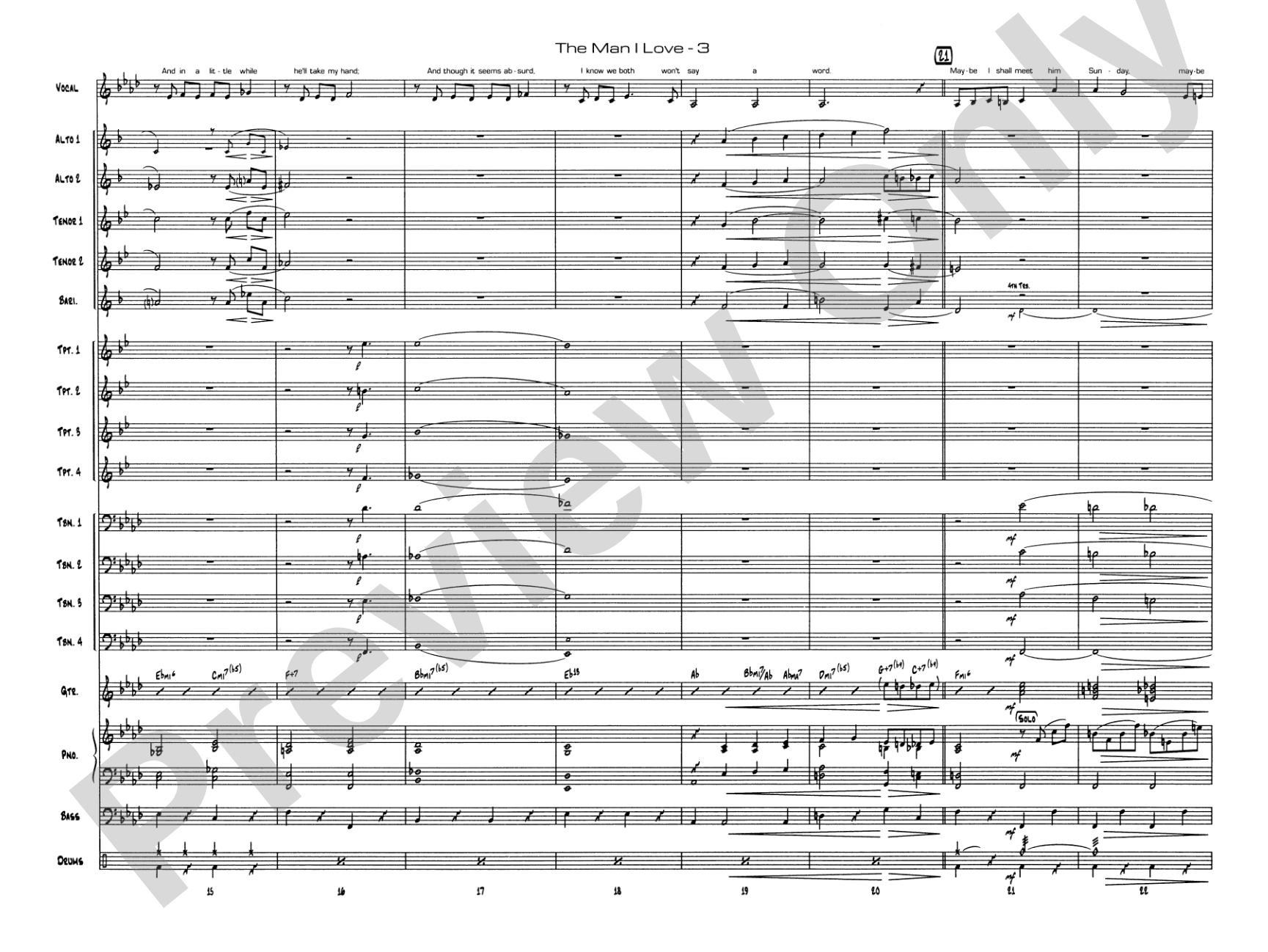 The Man I Love: Vocal Solo with Jazz Ensemble Conductor Score & Parts