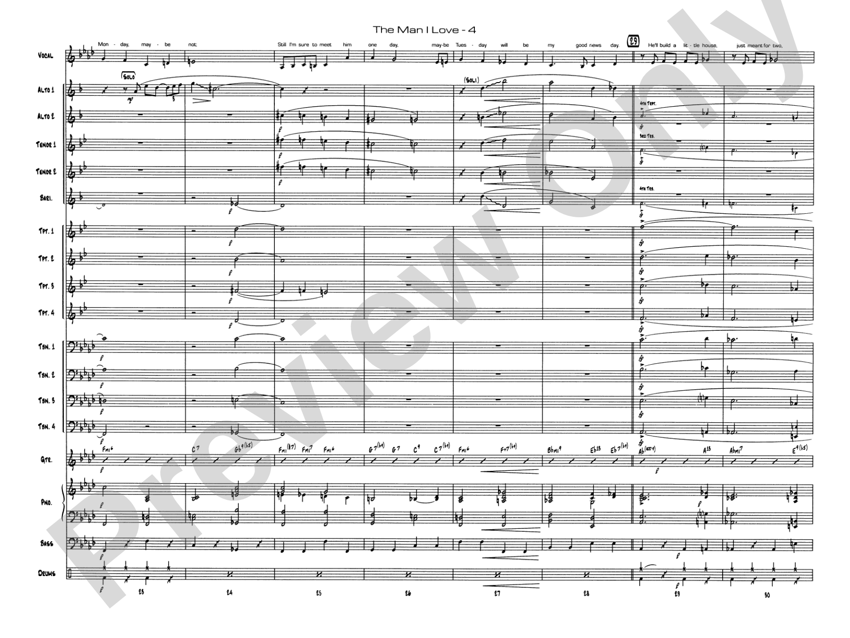 The Man I Love: Vocal Solo with Jazz Ensemble Conductor Score & Parts
