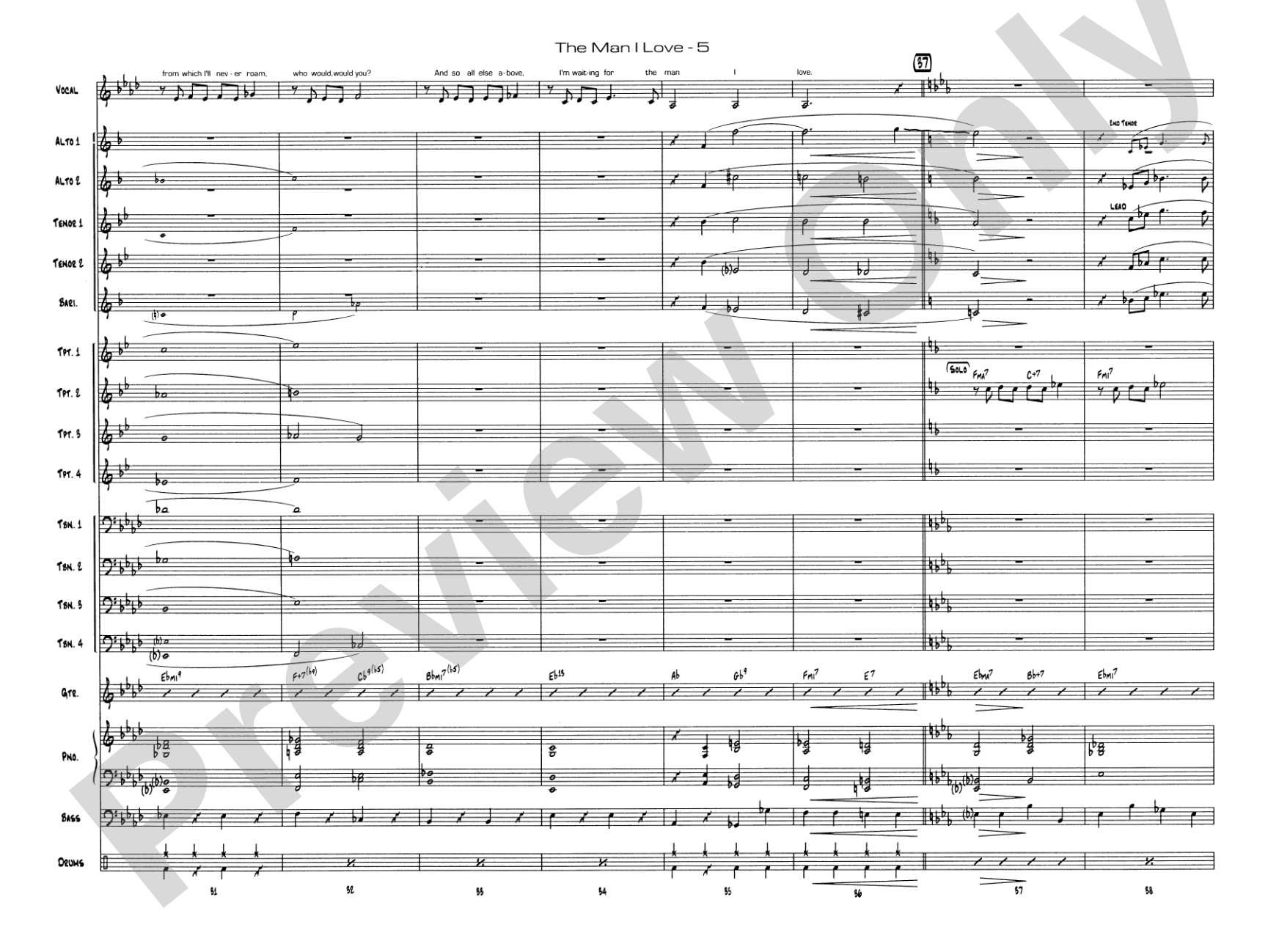 The Man I Love: Vocal Solo with Jazz Ensemble Conductor Score & Parts