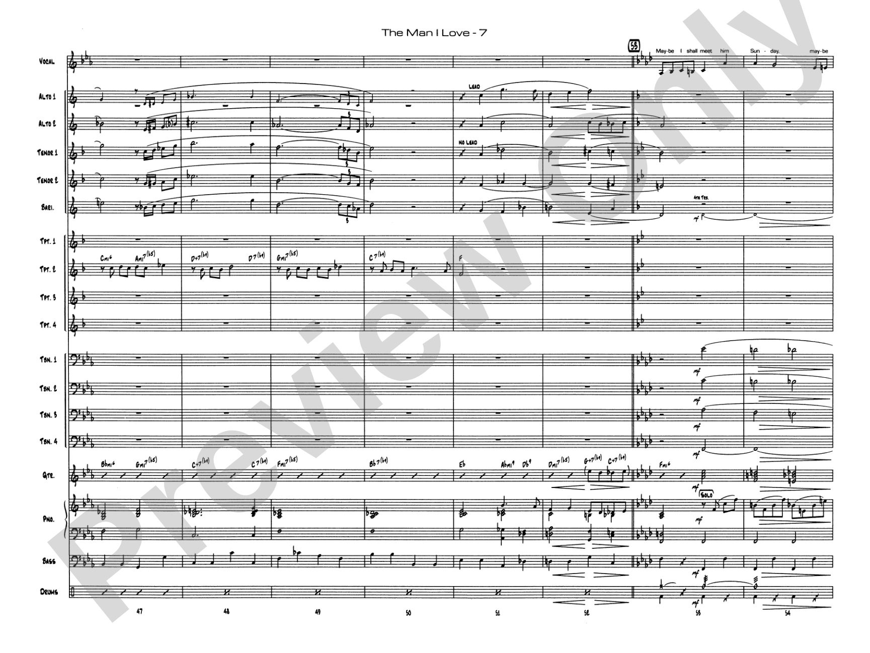The Man I Love: Vocal Solo with Jazz Ensemble Conductor Score & Parts