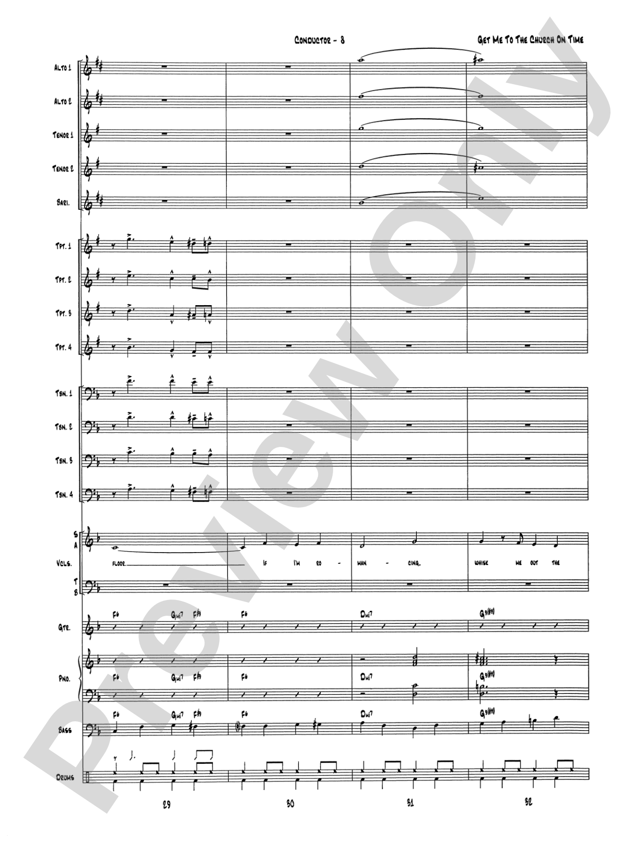 Get Me to the Church on Time: Jazz Ensemble Conductor Score & Parts