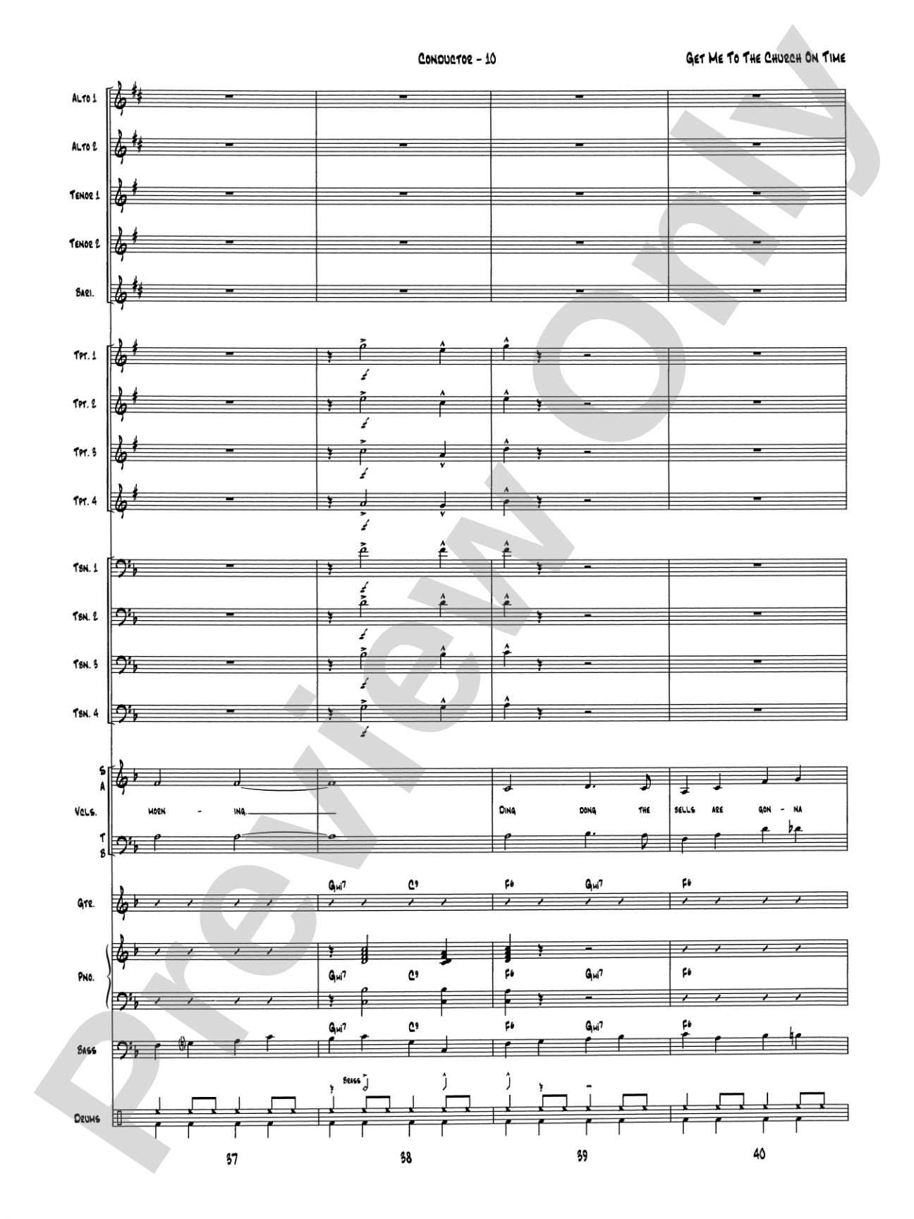 Get Me to the Church on Time: Jazz Ensemble Conductor Score & Parts
